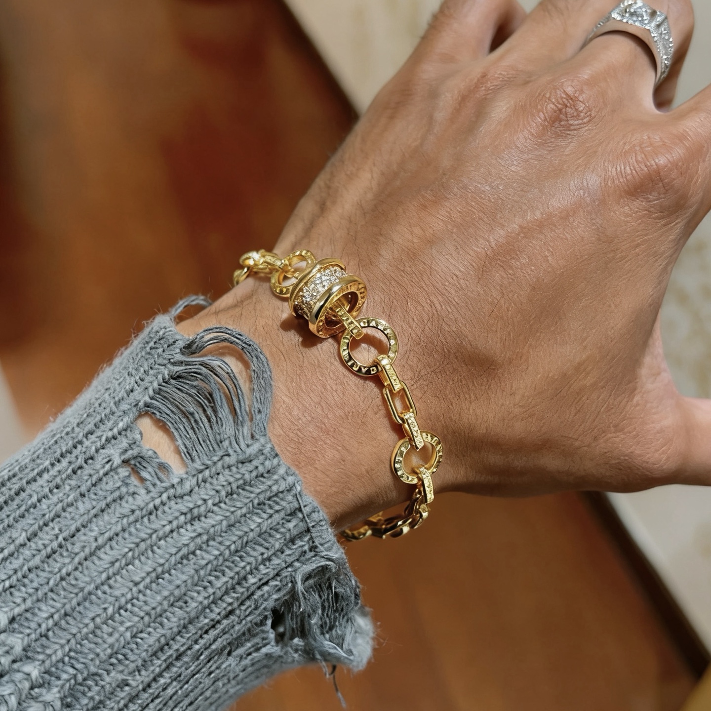 Bvlgari B zero1 bracelet yellow gold with pave diamonds 18