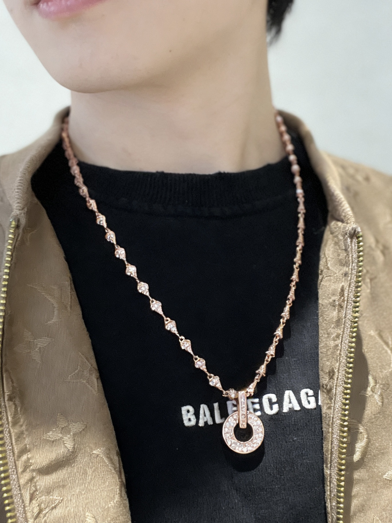 Bvlgari DIVAS DREAM necklace Rose gold with clear pave diamonds 42cm