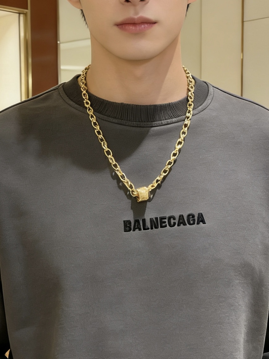 Bvlgari B zero1 necklace 18k yellow gold with clear diamond accents 45cm