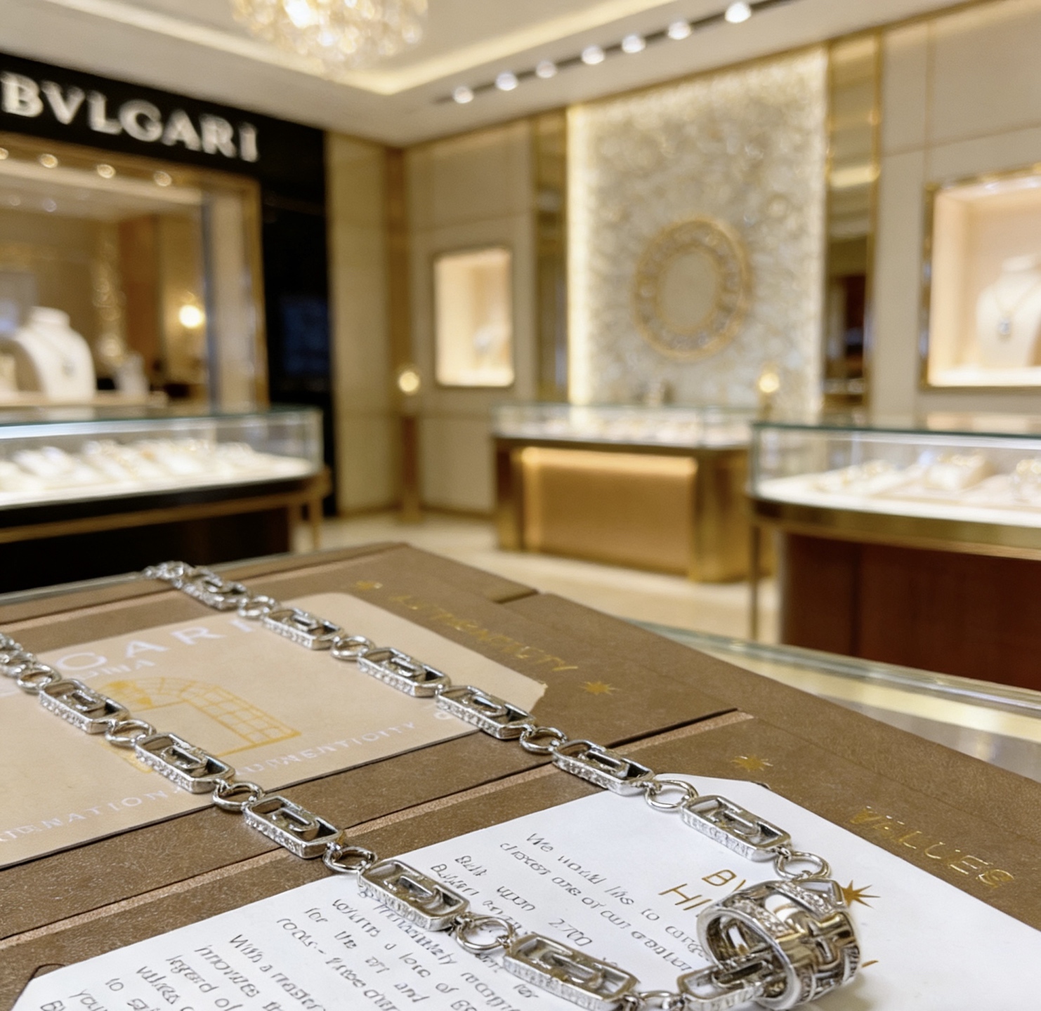 Bvlgari B zero1 necklace 18K white gold with diamond accents 50cm