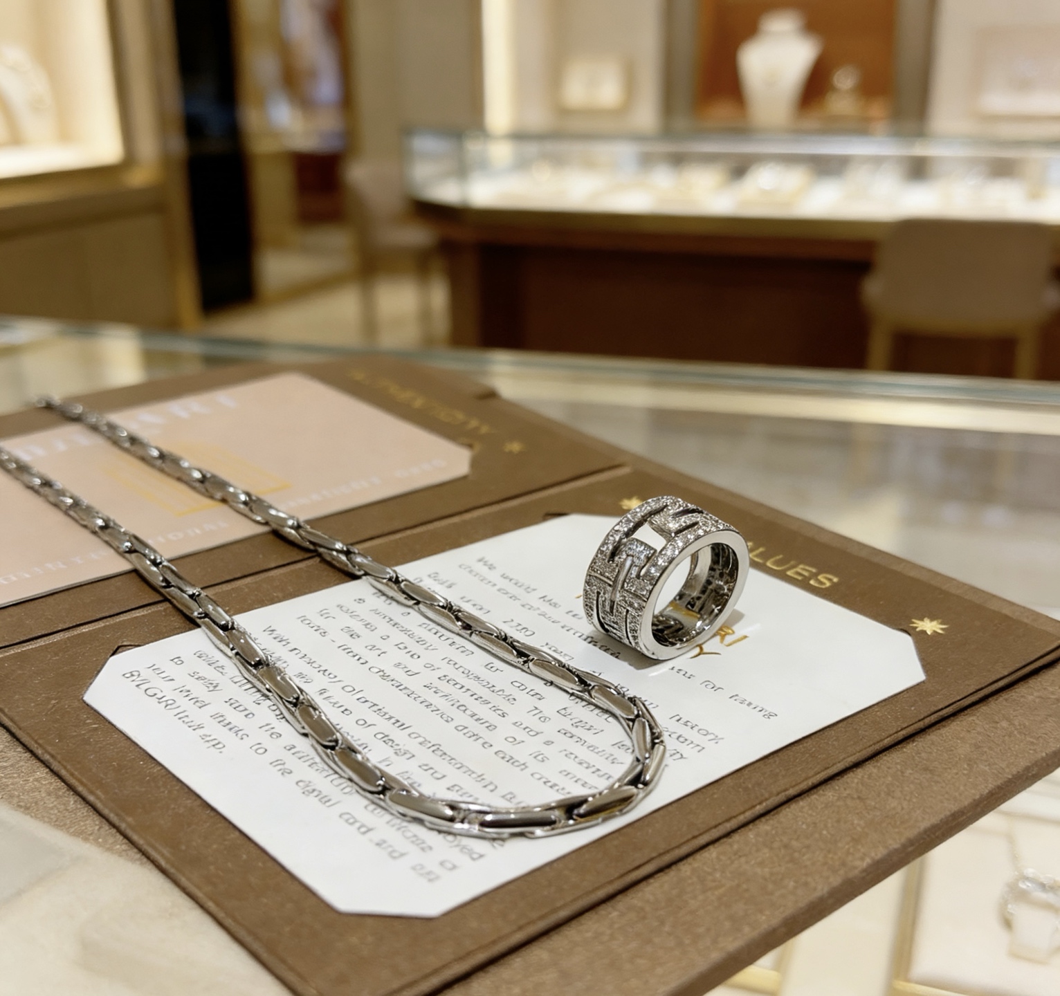Bvlgari Parentesi necklace Silver-toned white gold with clear diamond accents 60cm