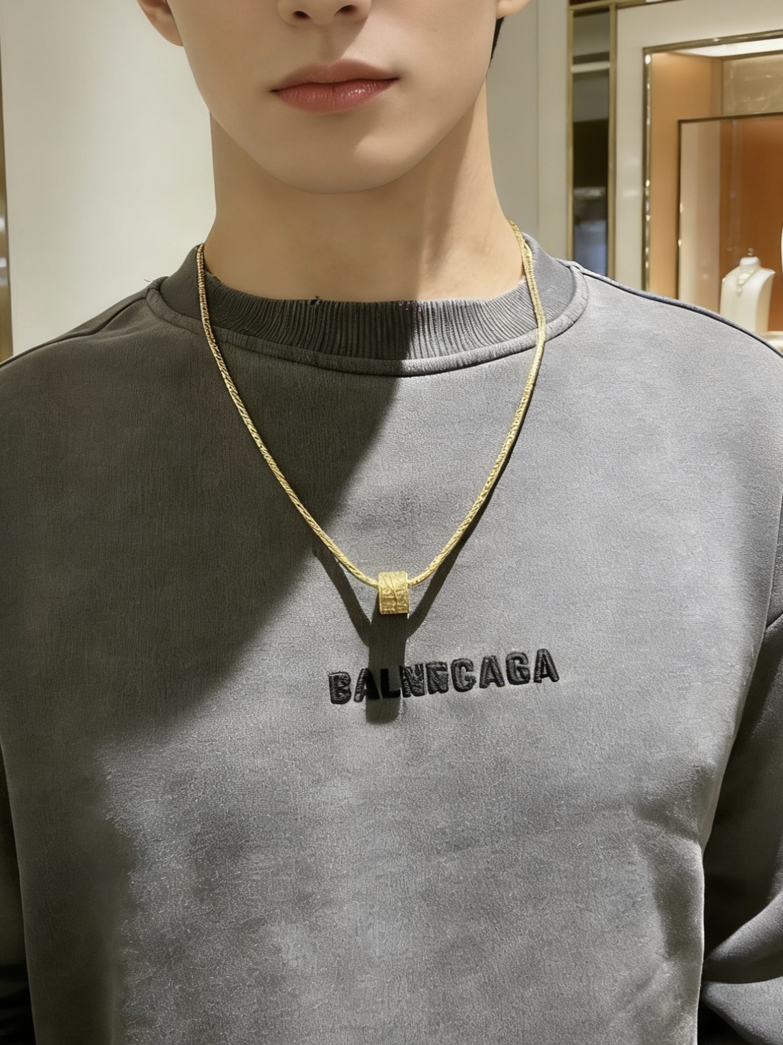 Bvlgari B zero1 necklace 18K yellow gold with pave set clear diamonds 60cm