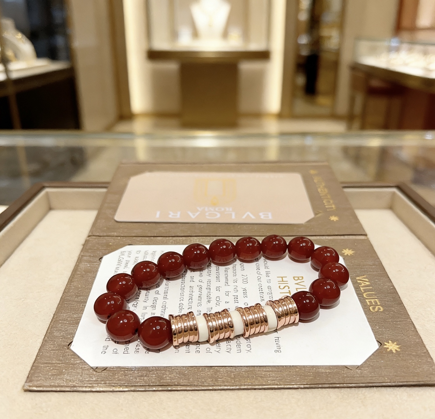 Bvlgari B zero1 bracelet Rose gold with red carnelian and white ceramic accents 18