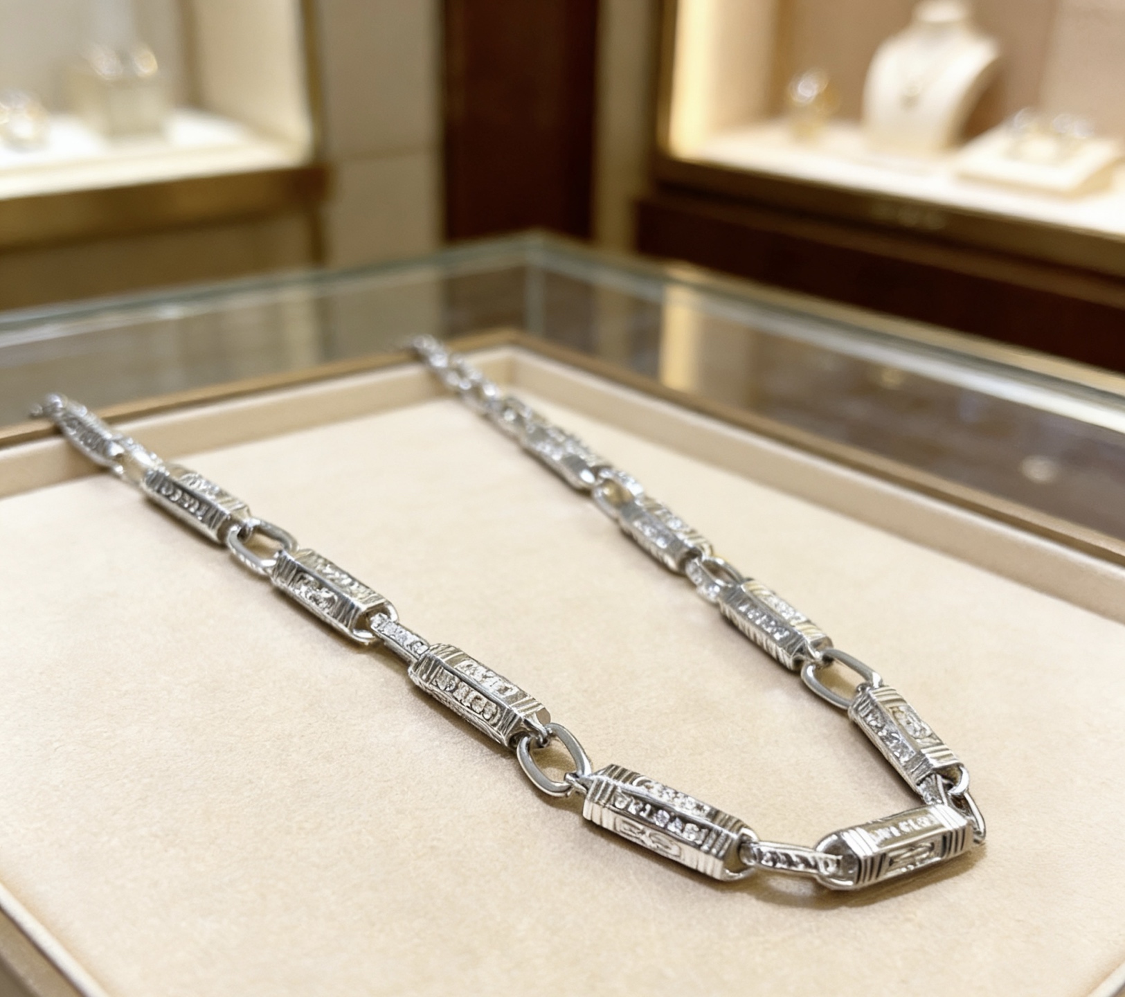 Bvlgari Bvlgari Bvlgari necklace silver-toned metal with clear diamond accents 50cm