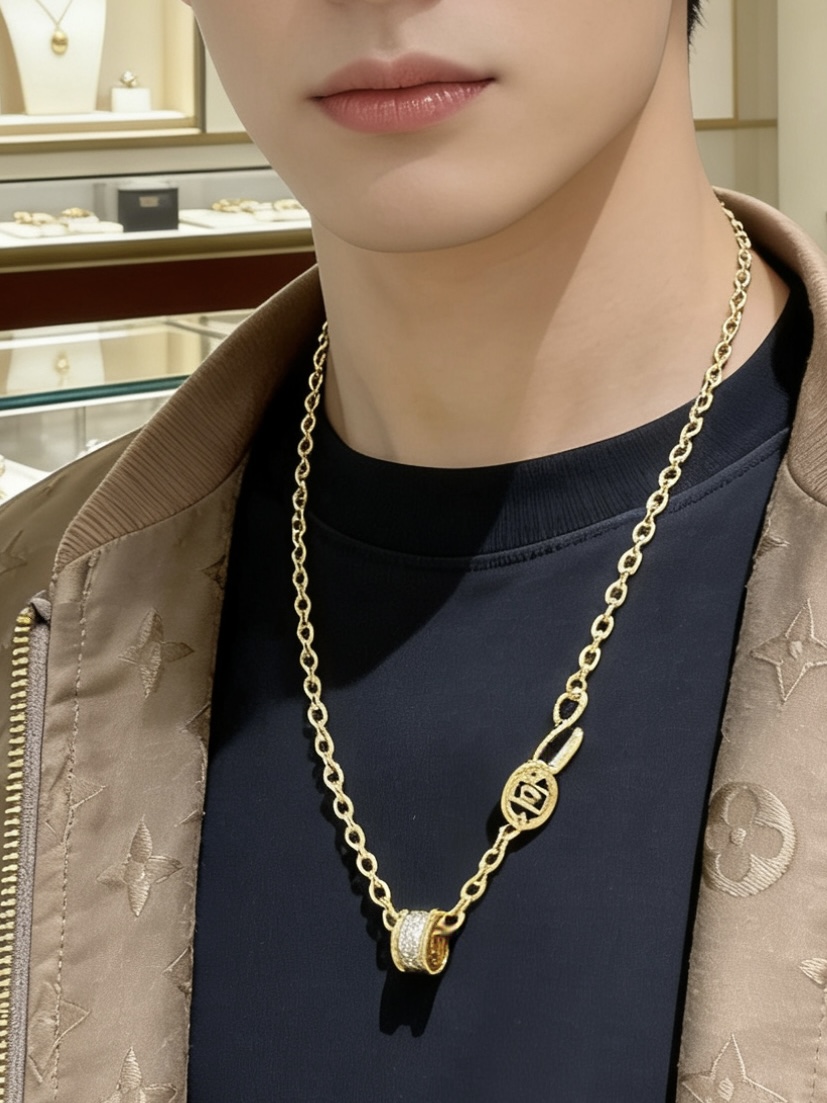 Bvlgari B zero1 necklace yellow gold with clear pave diamonds 60cm
