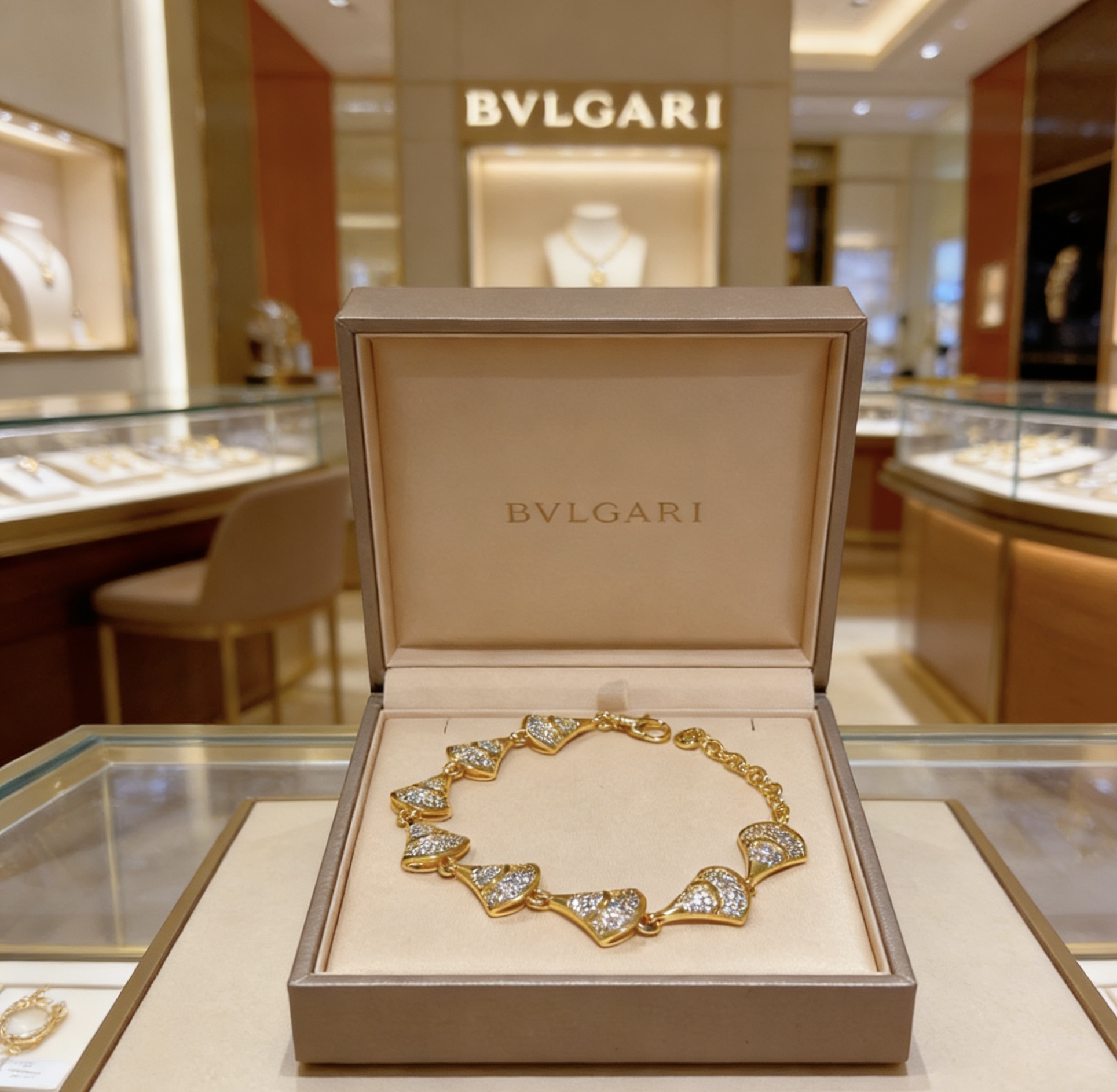 Bvlgari DIVAS DREAM bracelet 18k yellow gold with pave diamonds 17-19cm adjustable