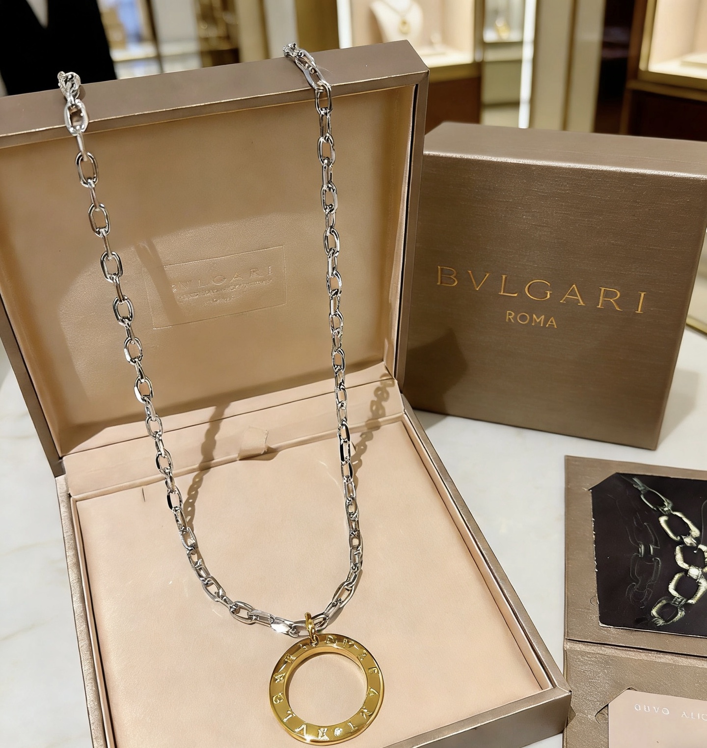 Bvlgari Bvlgari Bvlgari necklace Two-tone silver and yellow gold with diamond accent 60cm