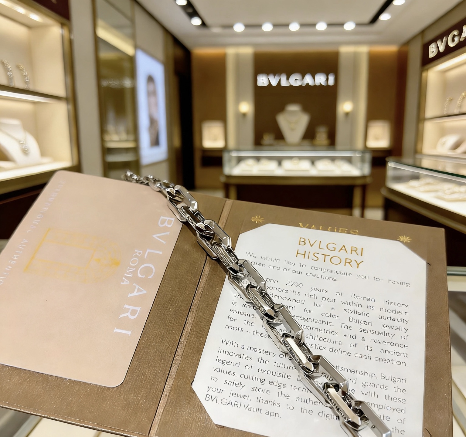 Bvlgari Bvlgari Bvlgari Chain bracelet silver-toned metal with clear diamond accents 20cm