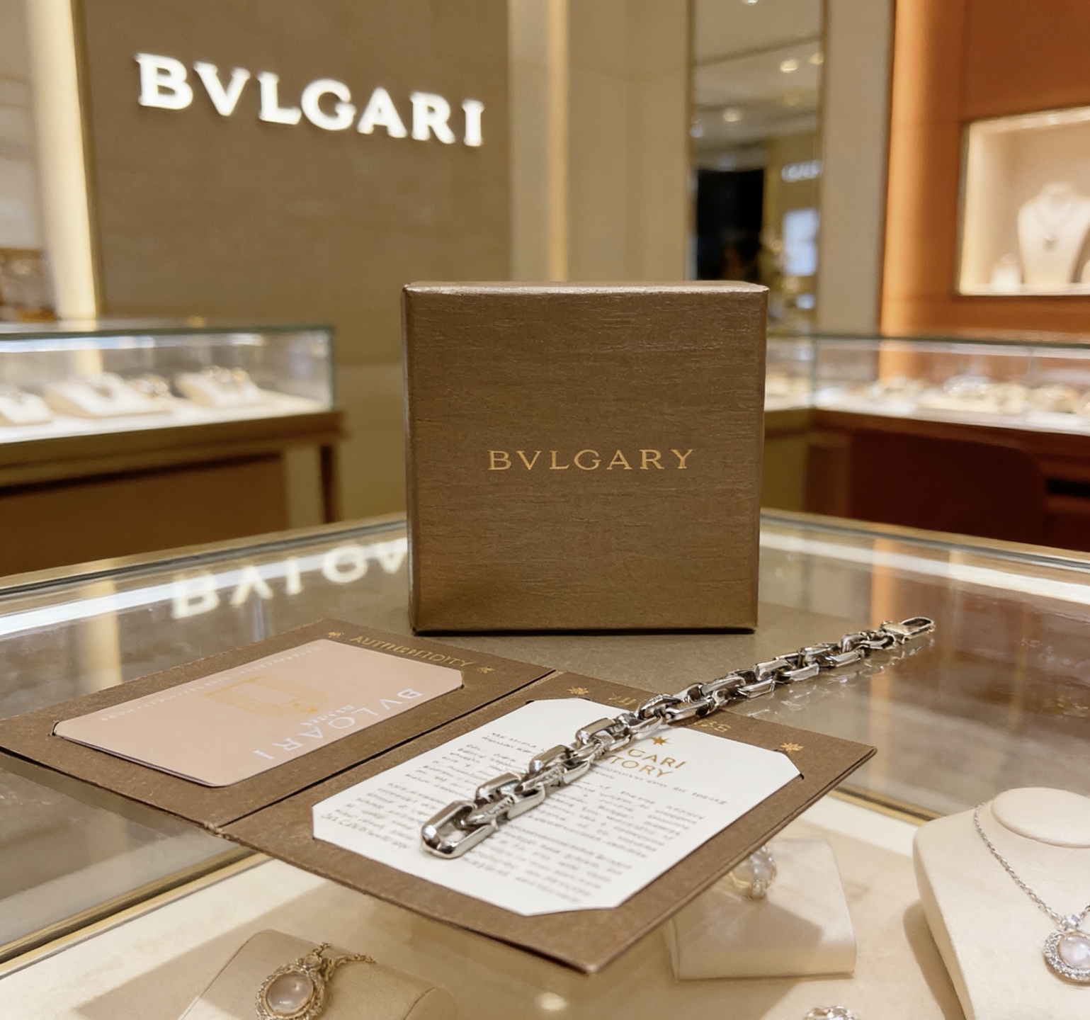 Bvlgari Bvlgari Bvlgari Chain bracelet silver-toned metal with clear diamond accents 20cm