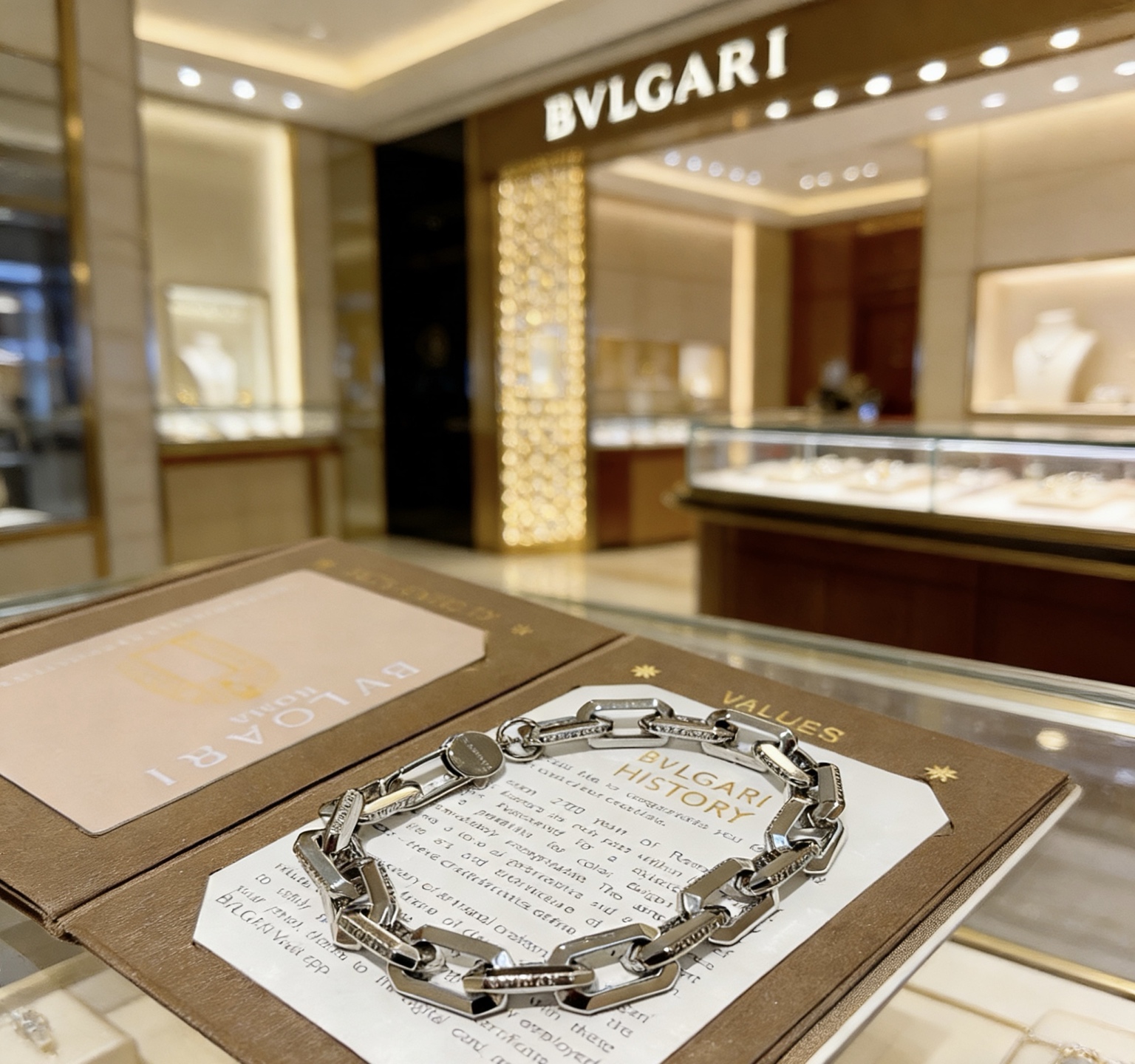 Bvlgari Bvlgari Bvlgari Chain bracelet silver-toned metal with clear diamond accents 20cm