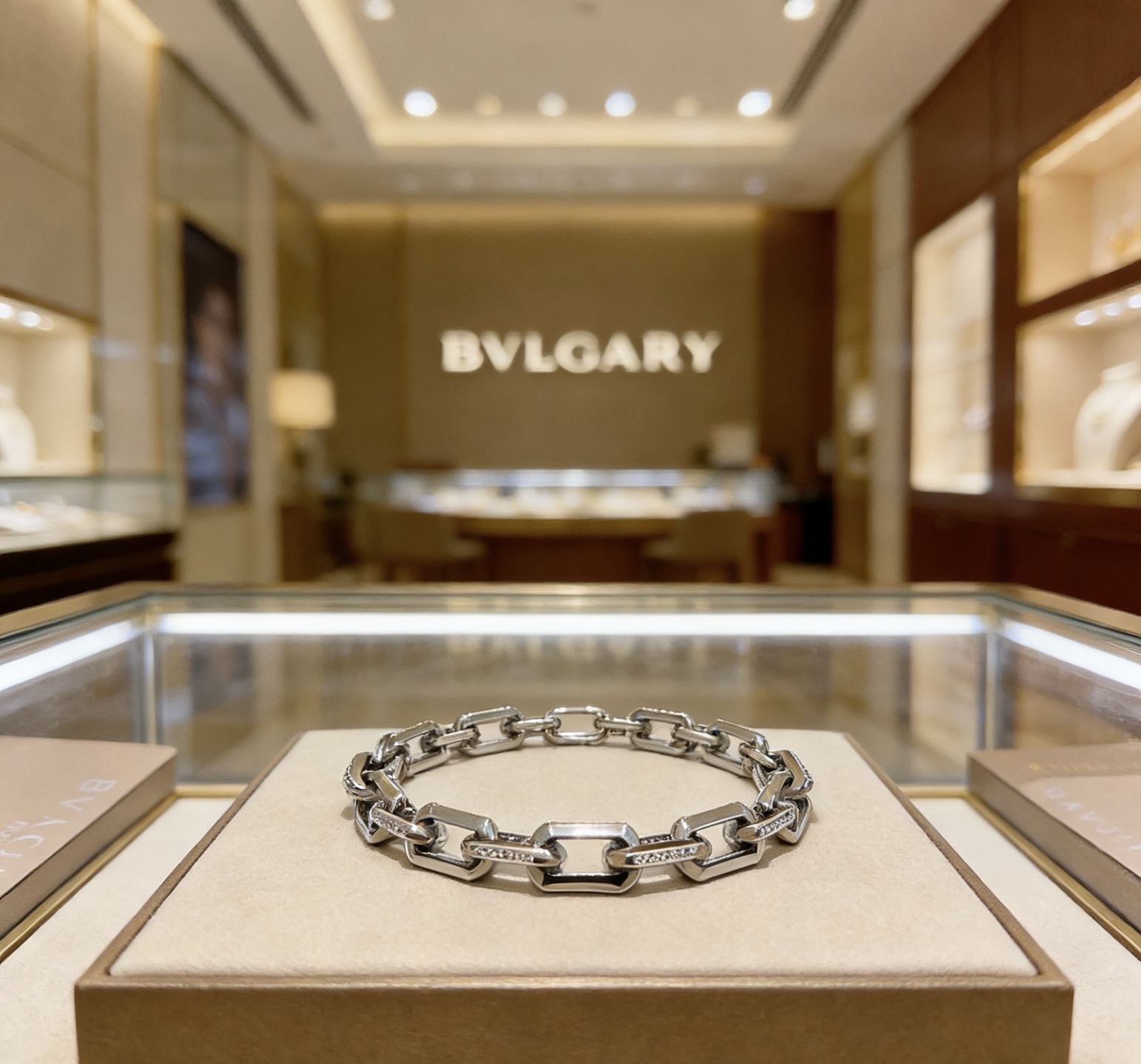 Bvlgari Bvlgari Bvlgari Chain bracelet silver-toned metal with clear diamond accents 20cm