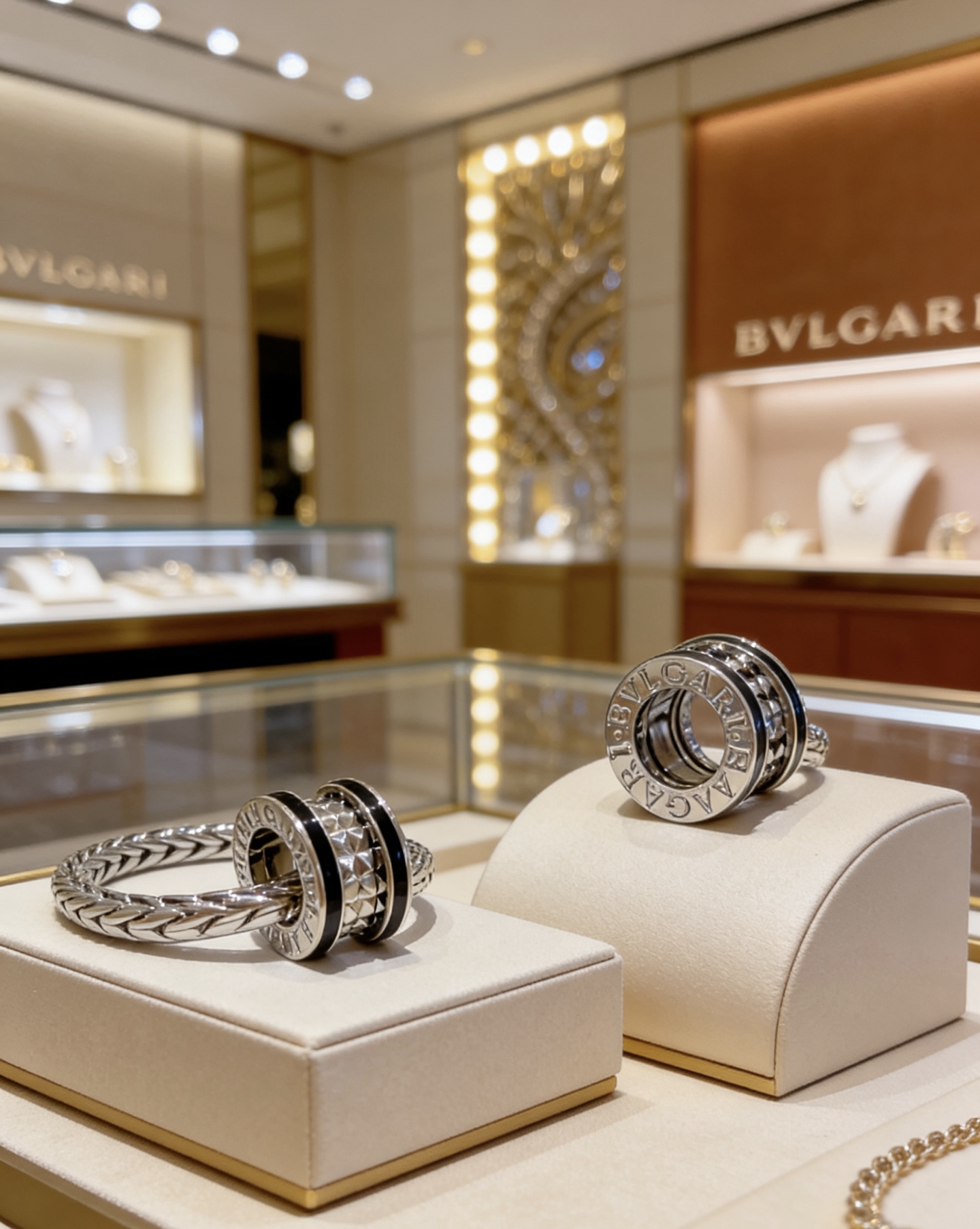 Bvlgari B zero1 necklace silver-toned metal with black enamel accents 60cm
