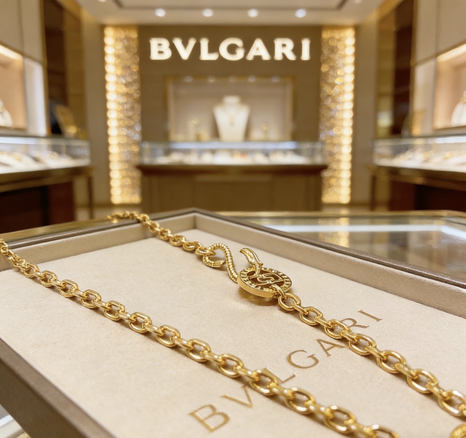 Bvlgari B zero1 necklace Yellow gold with pave diamond accents 50cm