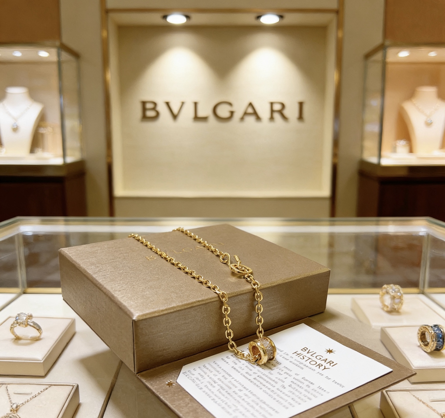 Bvlgari B zero1 necklace Yellow gold with pave diamond accents 50cm