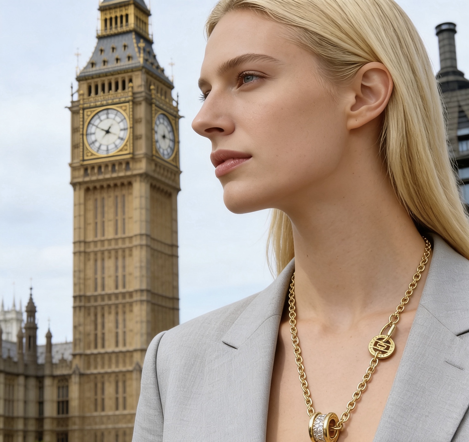 Bvlgari B zero1 necklace Yellow gold with pave diamond accents 50cm
