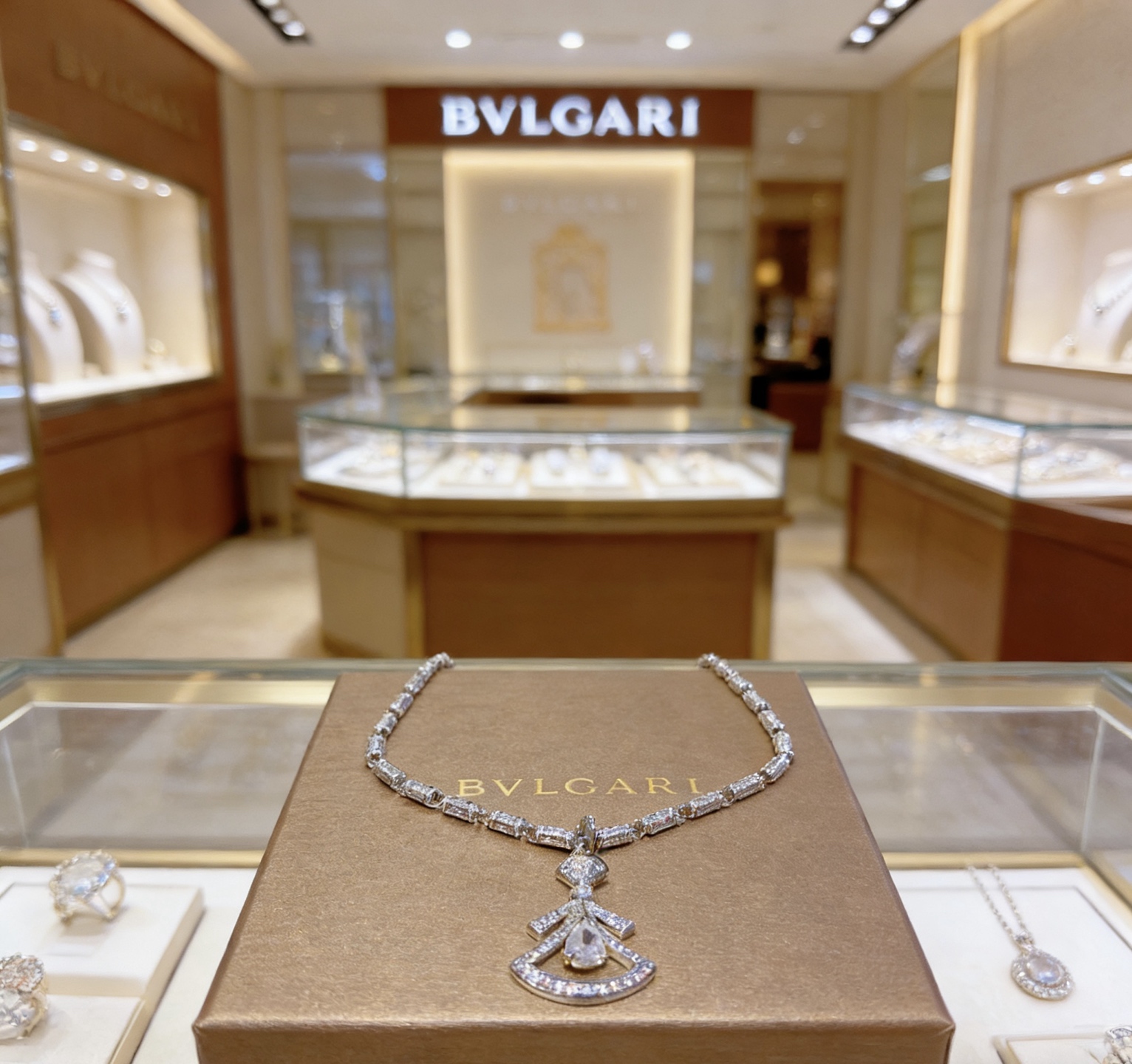 Bvlgari DIVAS DREAM necklace 18k white gold with clear diamonds 42cm