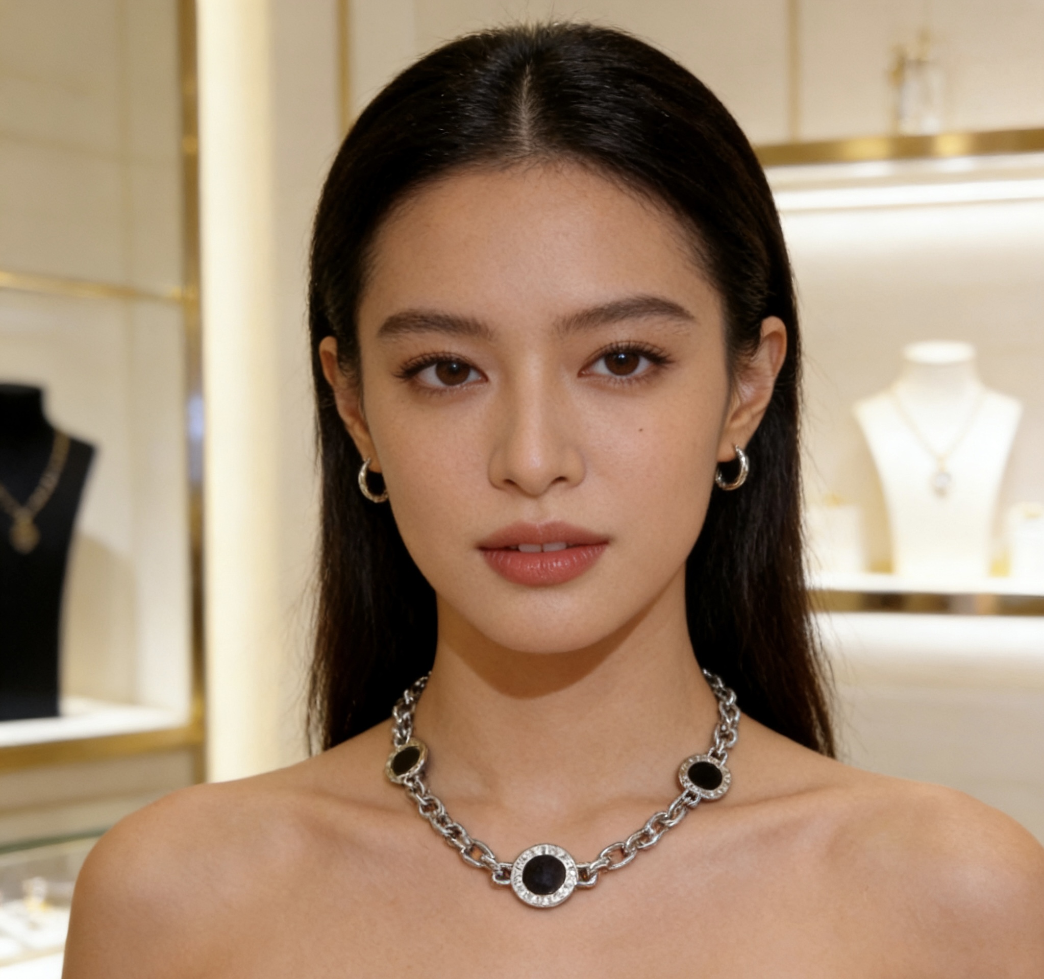 Bvlgari Bvlgari Bvlgari necklace silver-toned metal with black onyx inlays 45cm