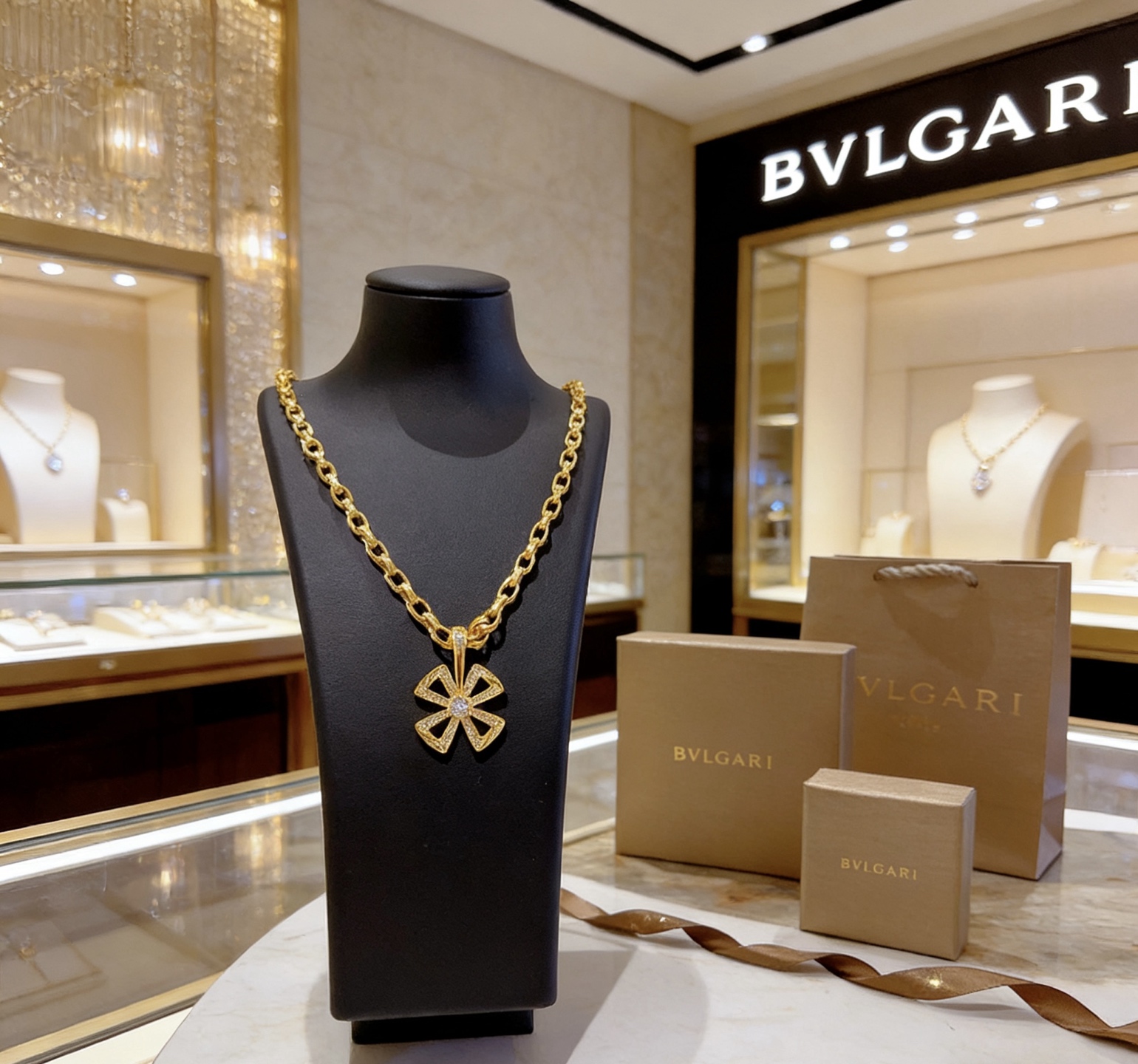 Bvlgari DIVAS DREAM necklace Yellow gold with diamond accents 60cm