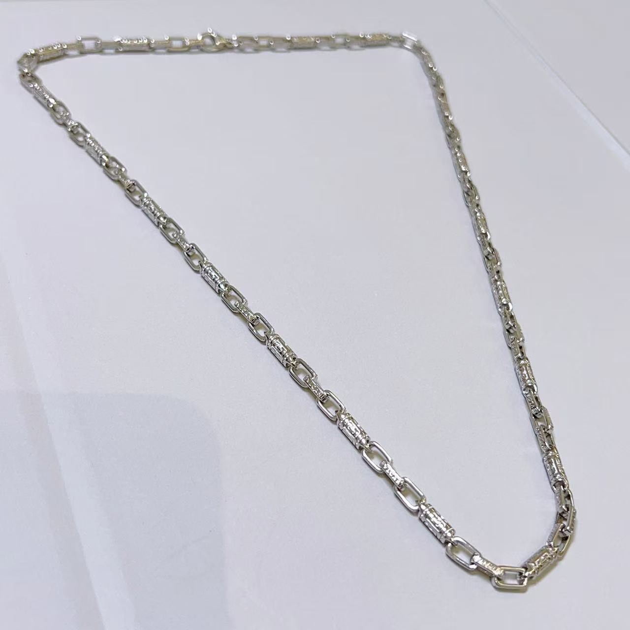 Bvlgari Bvlgari Bvlgari necklace silver-toned metal with engraved logo detailing no visible gemstones 50cm
