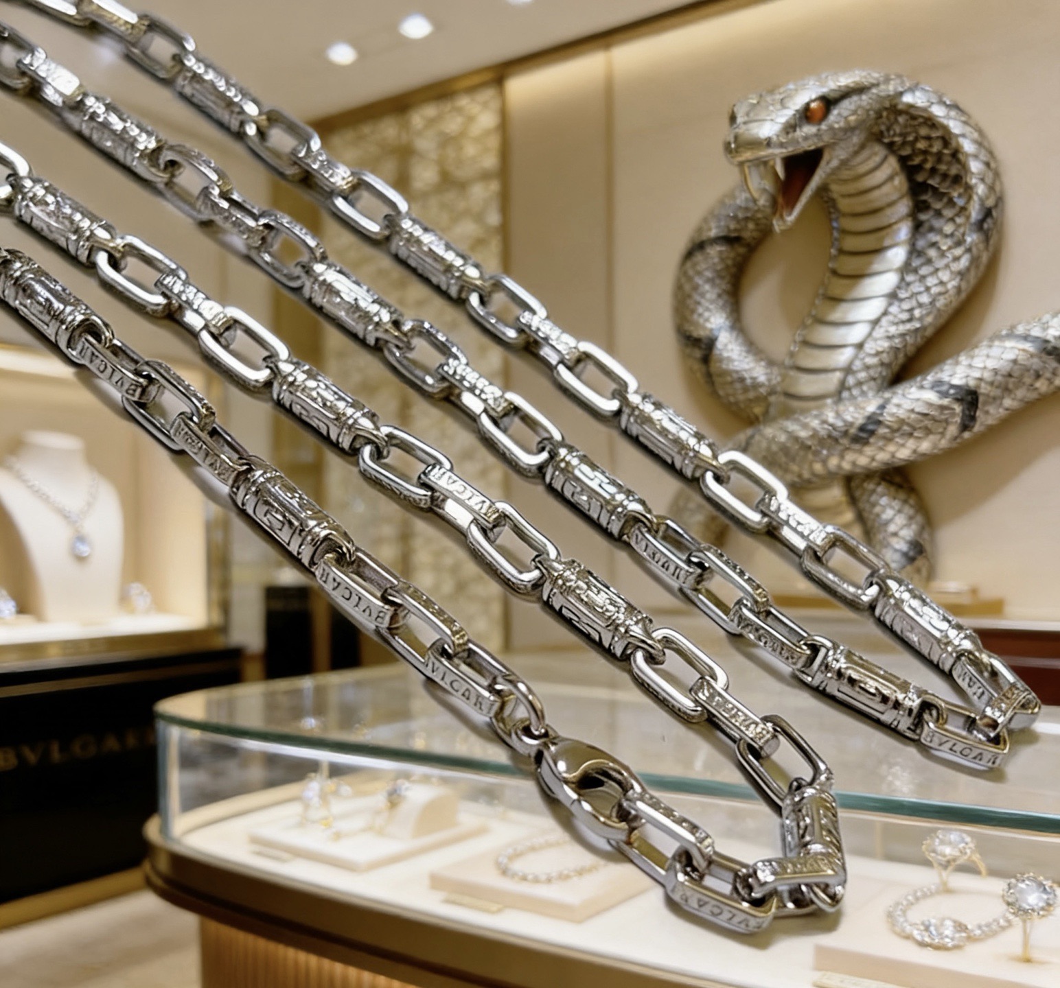 Bvlgari Bvlgari Bvlgari necklace silver-toned metal with engraved logo detailing no visible gemstones 50cm