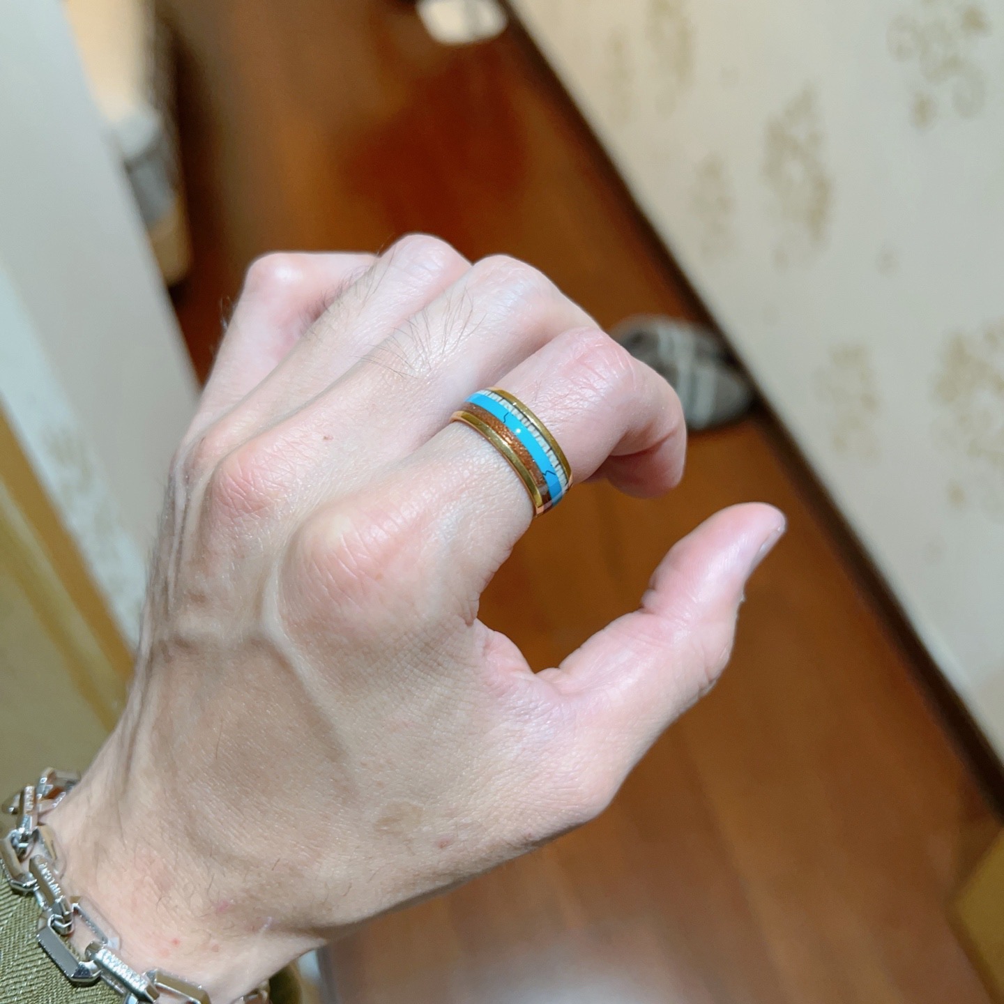 Bvlgari B zero1 ring 18k yellow gold turquoise red jasper mother-of-pearl 10