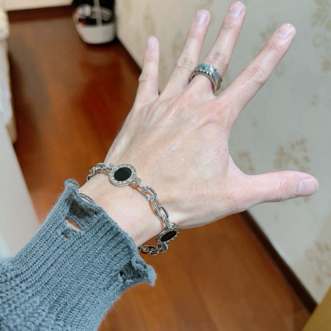 Bvlgari Bvlgari Bvlgari bracelet silver-toned metal with black onyx inlays 20cm