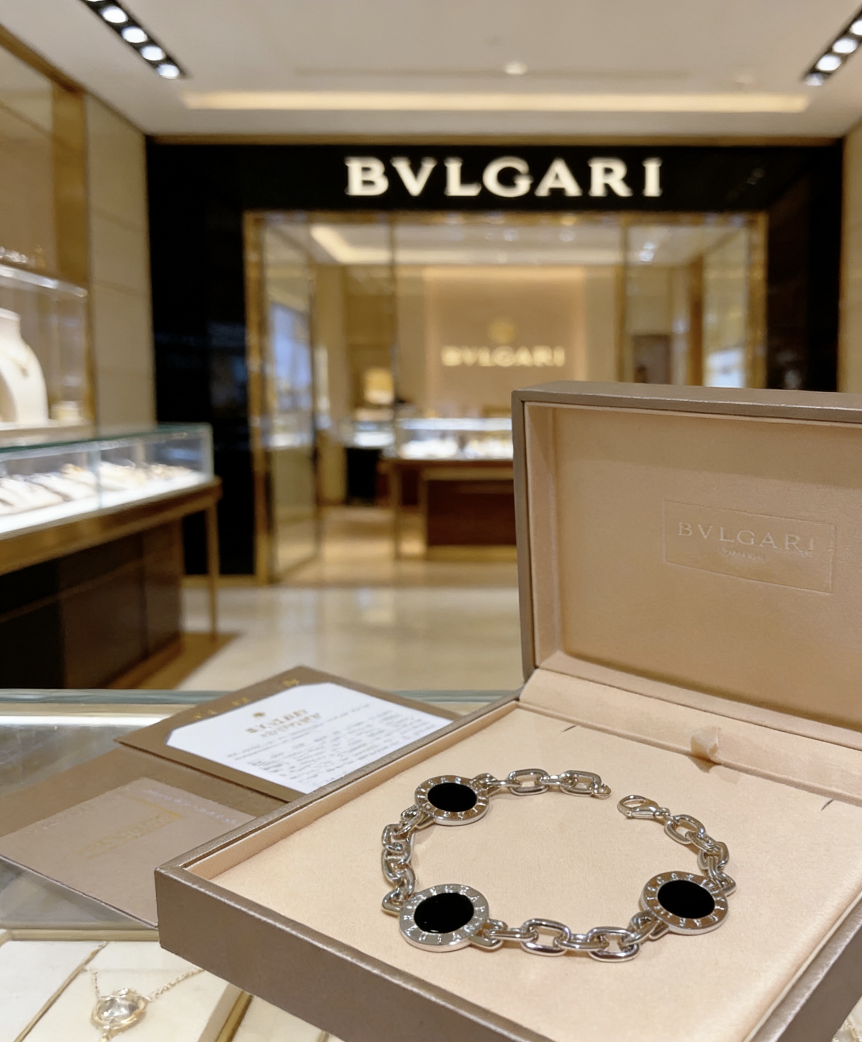 Bvlgari Bvlgari Bvlgari bracelet silver-toned metal with black onyx inlays 20cm