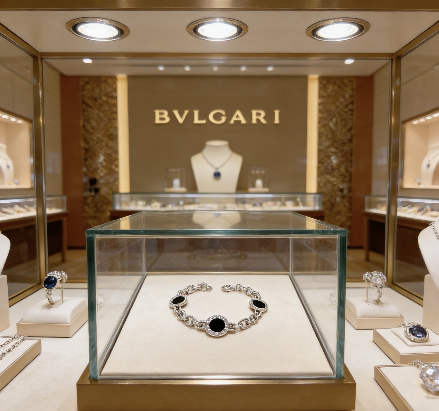 Bvlgari Bvlgari Bvlgari bracelet silver-toned metal with black onyx inlays 20cm