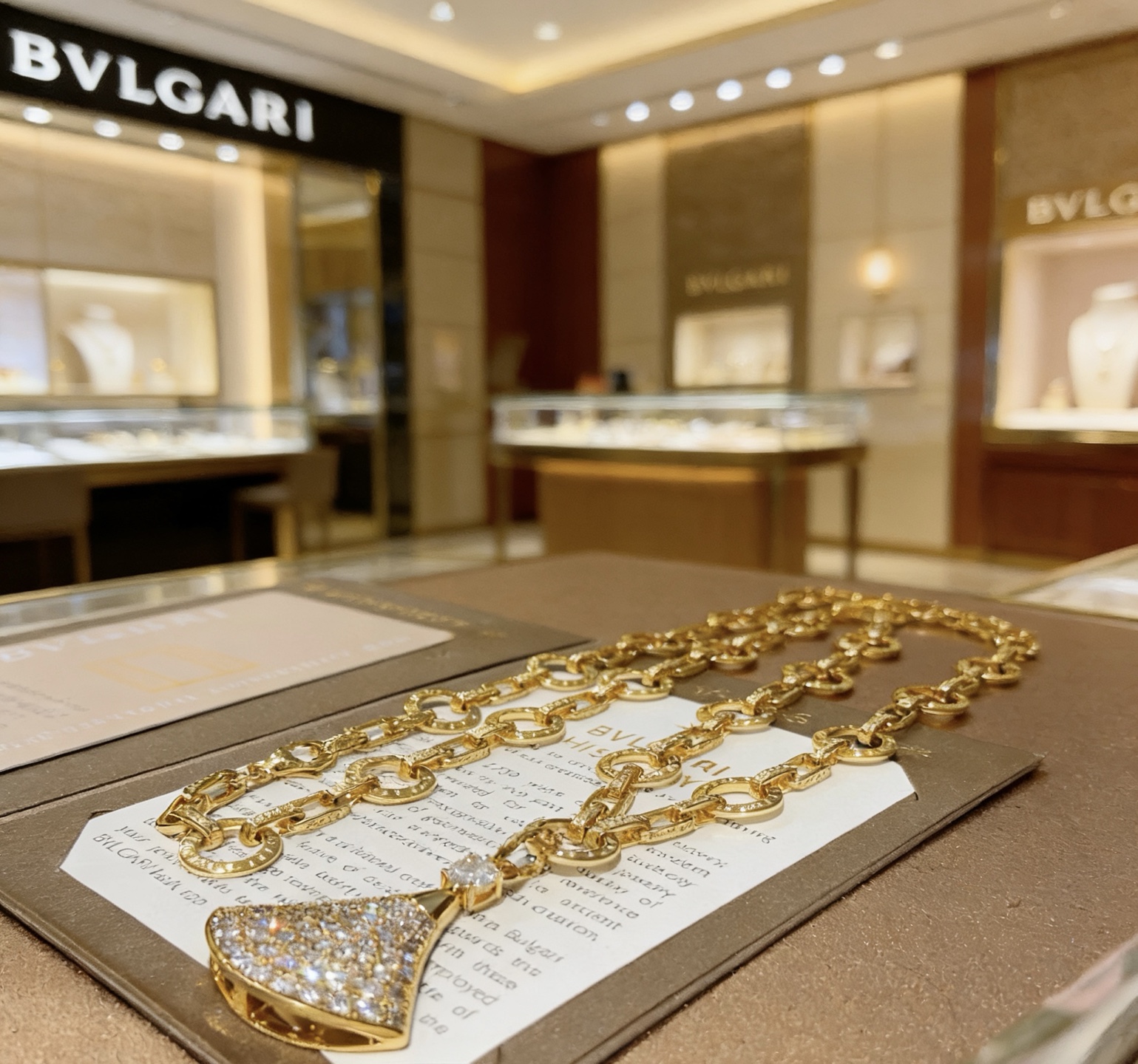 Bvlgari Divas Dream necklace 18K yellow gold with pave clear diamonds 50cm