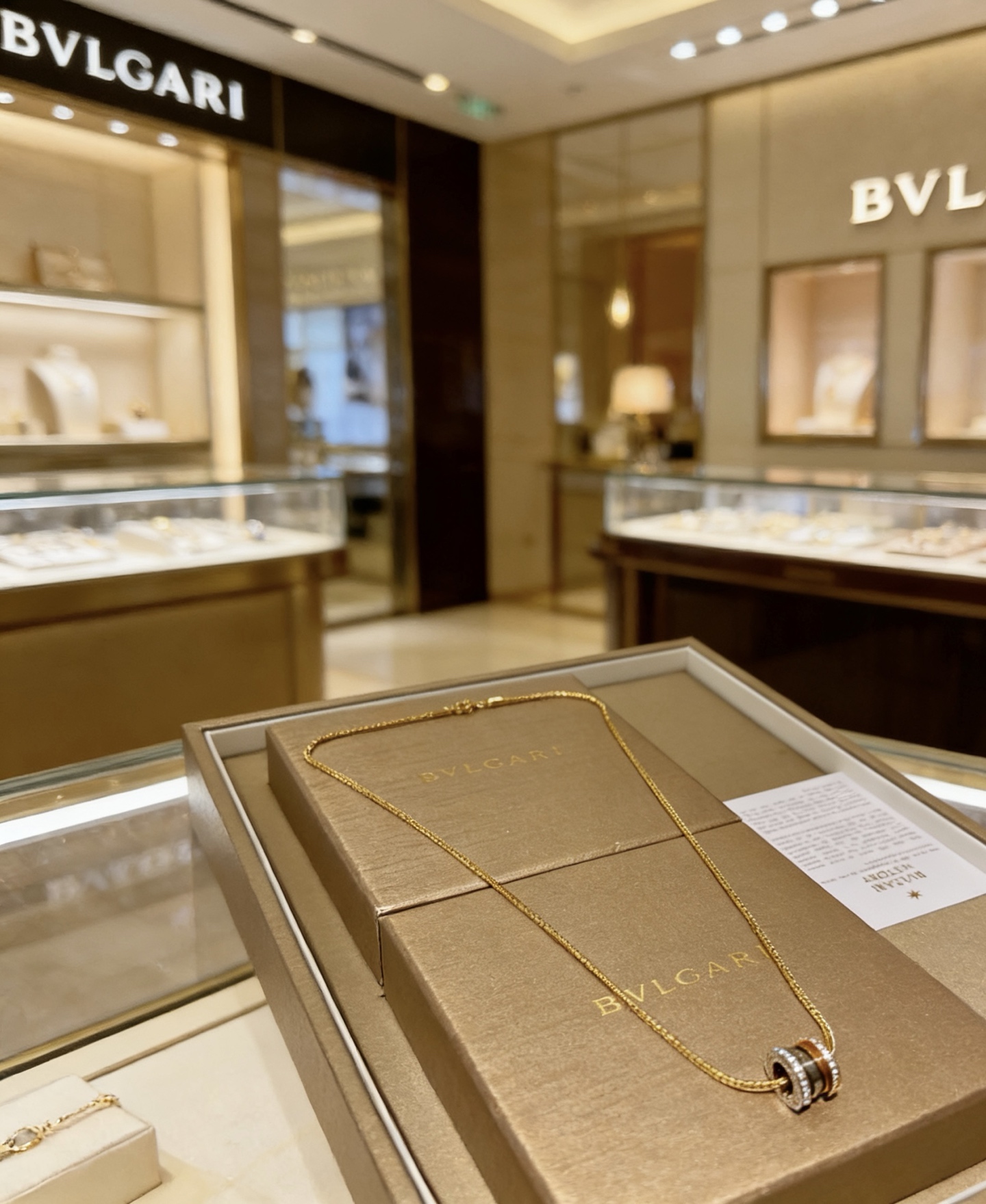Bvlgari B zero1 necklace Yellow gold rose gold white gold with diamond accents 60cm