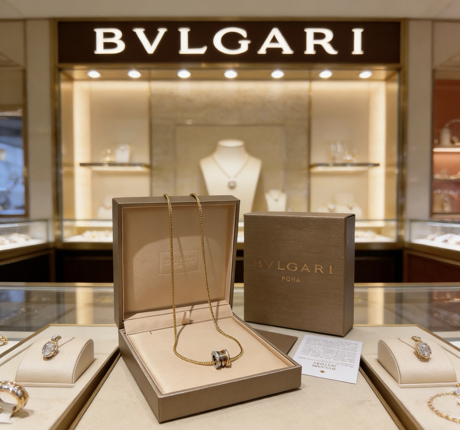 Bvlgari B zero1 necklace Yellow gold rose gold white gold with diamond accents 60cm