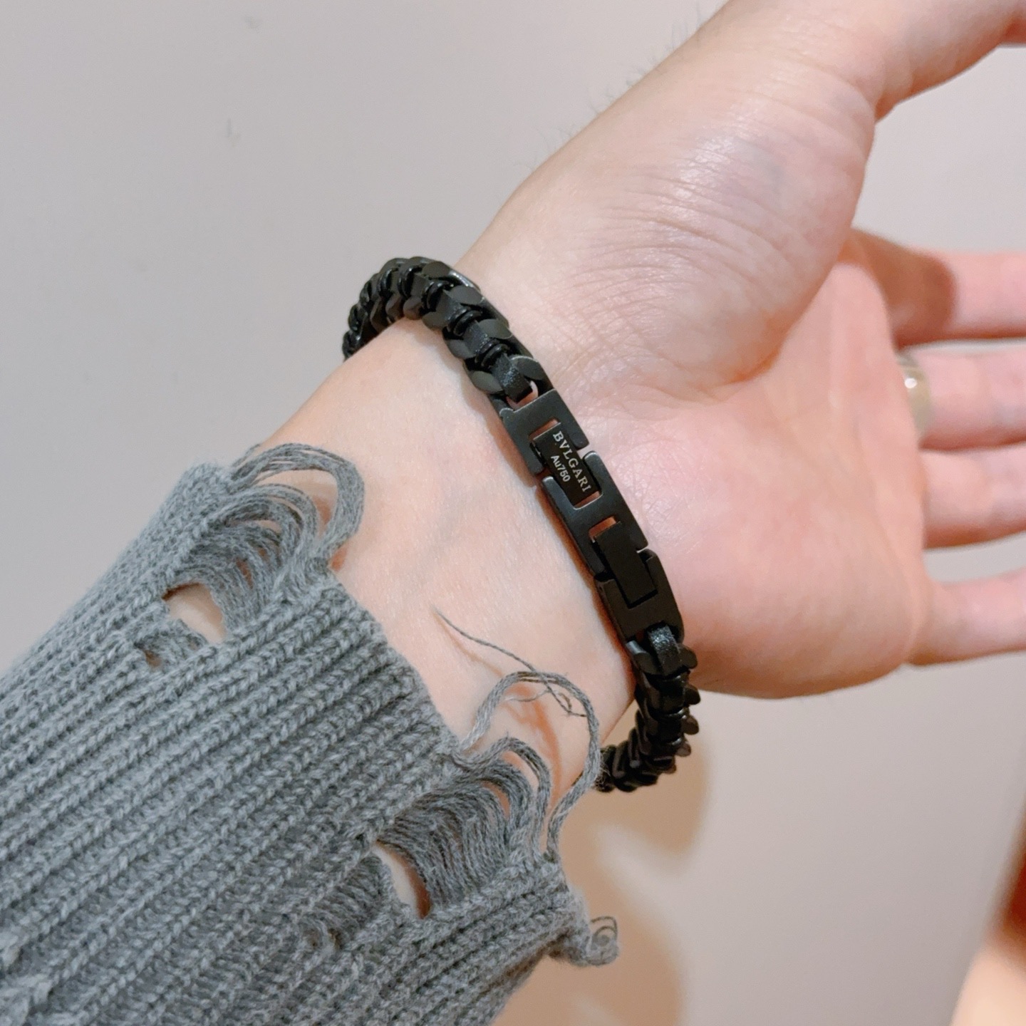 Bvlgari bracelet matte black metal 19cm