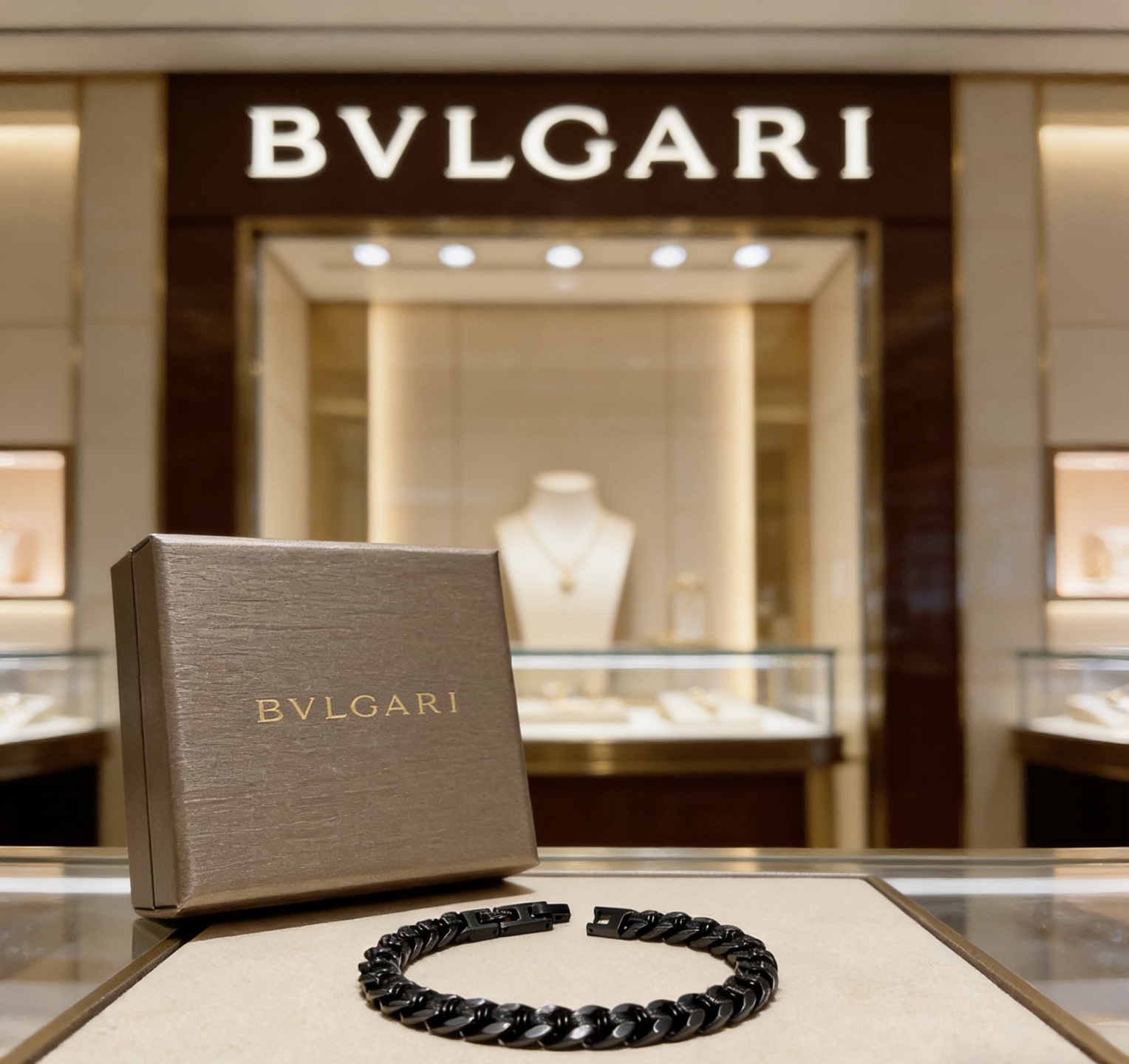 Bvlgari bracelet matte black metal 19cm