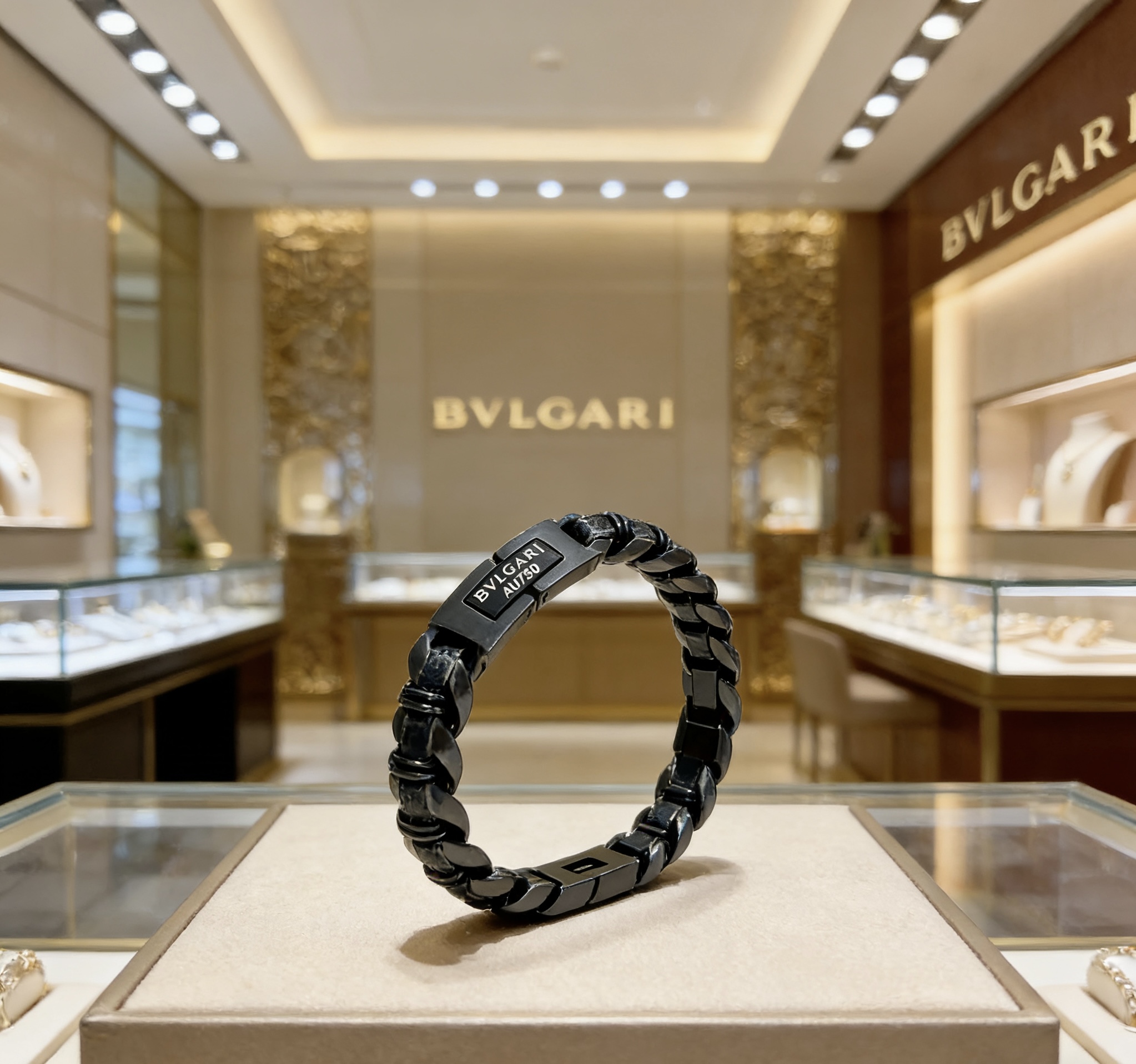 Bvlgari bracelet matte black metal 19cm