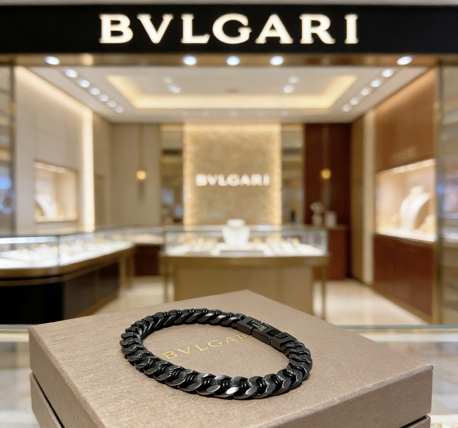 Bvlgari bracelet matte black metal 19cm