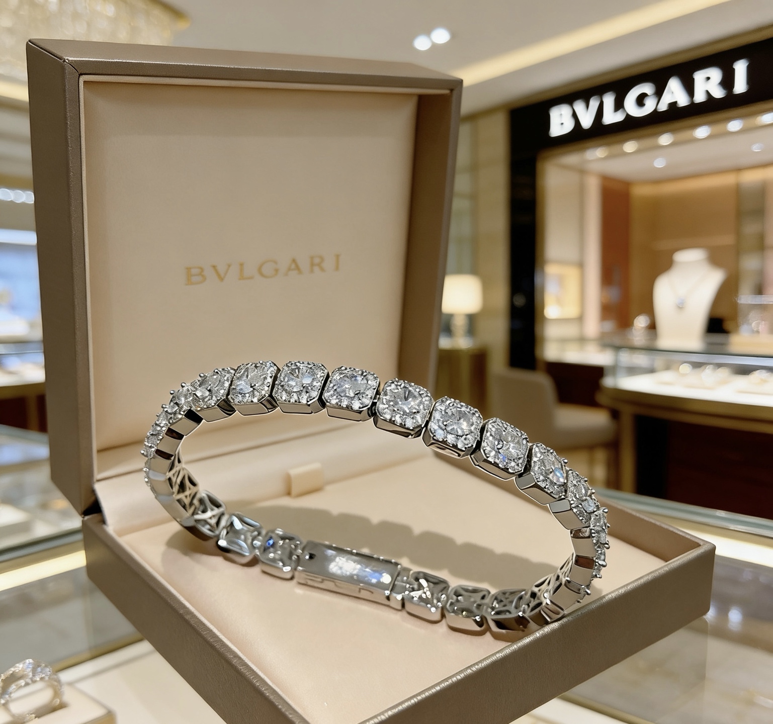 Bvlgari DIVAS DREAM bracelet silver-toned white gold with clear diamond stones 20