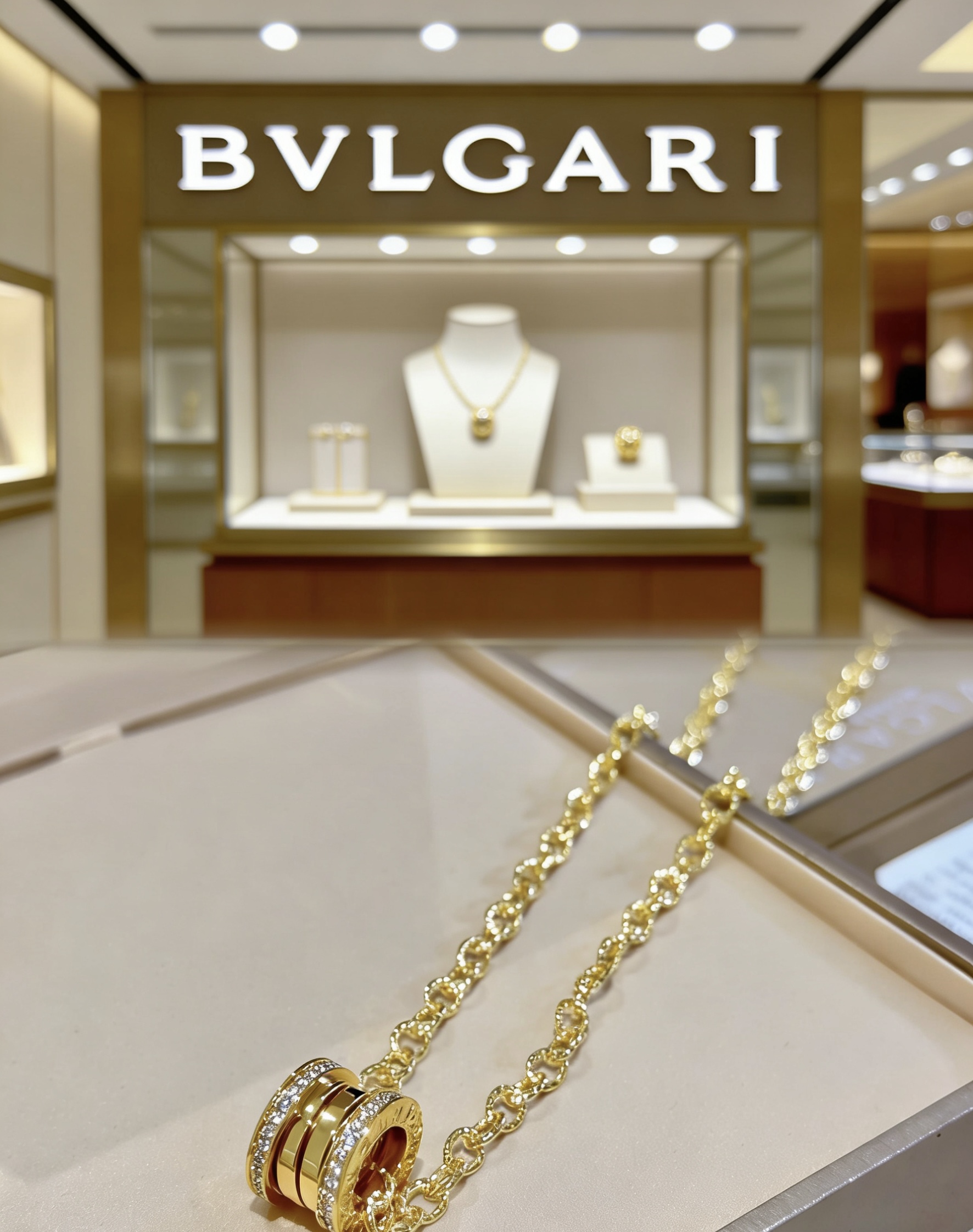 Bvlgari B zero1 necklace 18k yellow gold with diamond accents 46cm