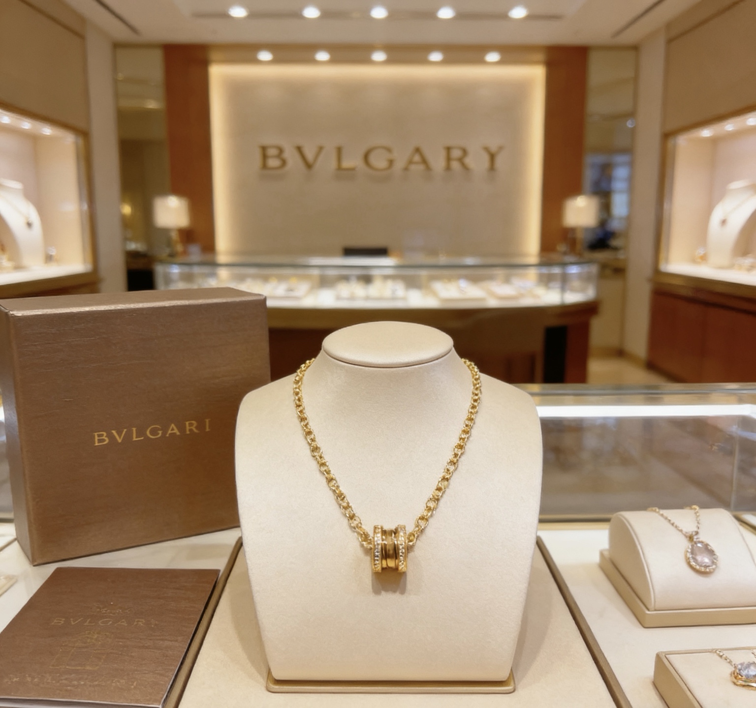 Bvlgari B zero1 necklace 18k yellow gold with diamond accents 46cm