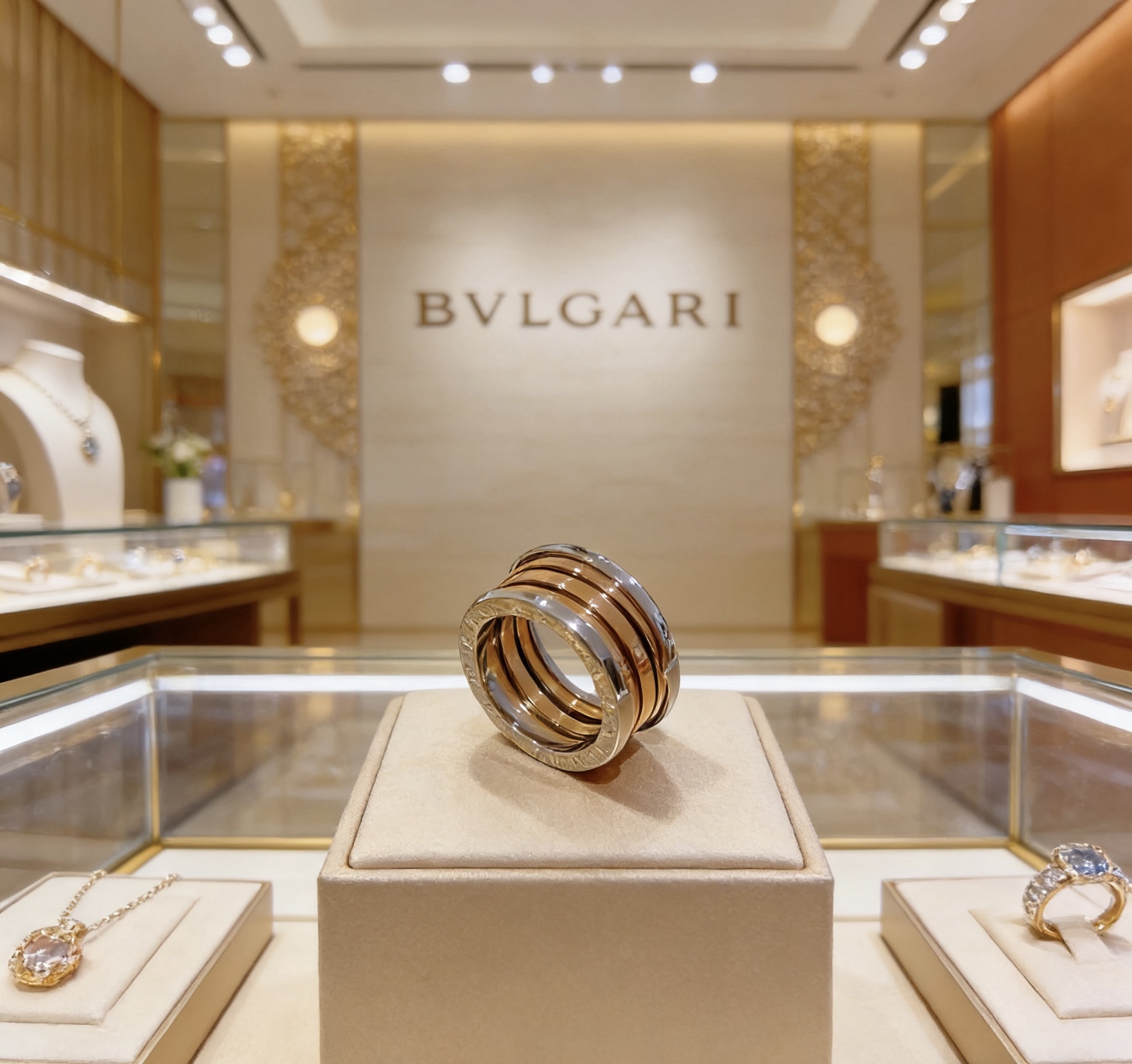 Bvlgari B zero1 ring 18k white gold and 18k rose gold 58