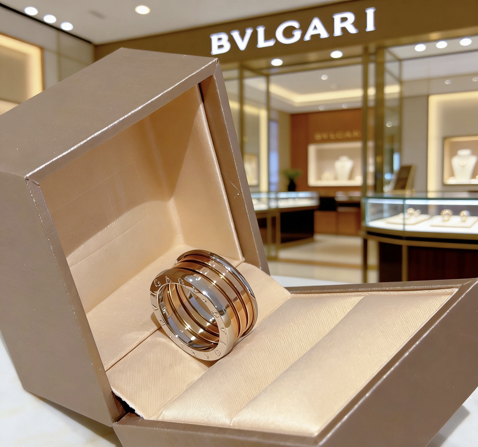 Bvlgari B zero1 ring 18k white gold and 18k rose gold 58