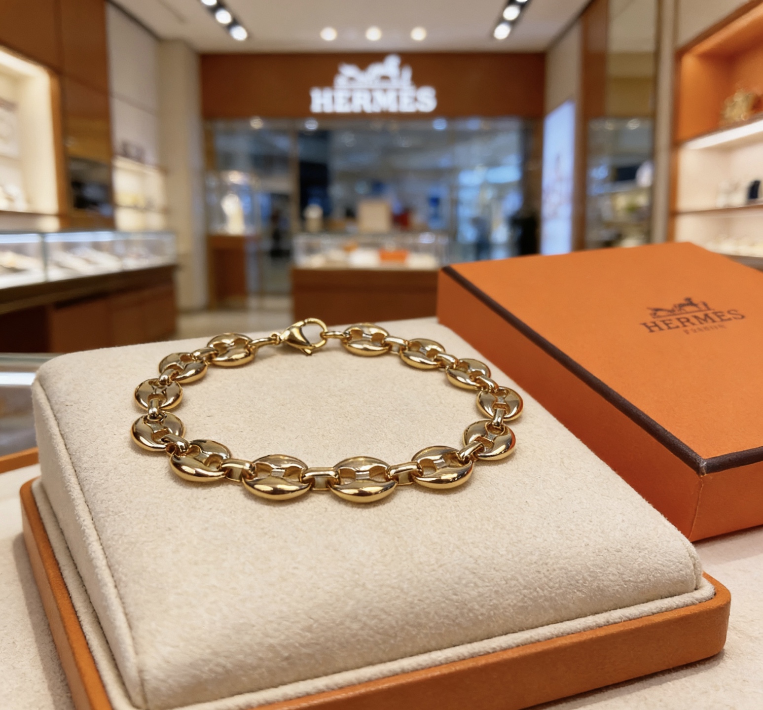 Bracciale Hermes Chaine d'Ancre in metallo color oro 19 cm