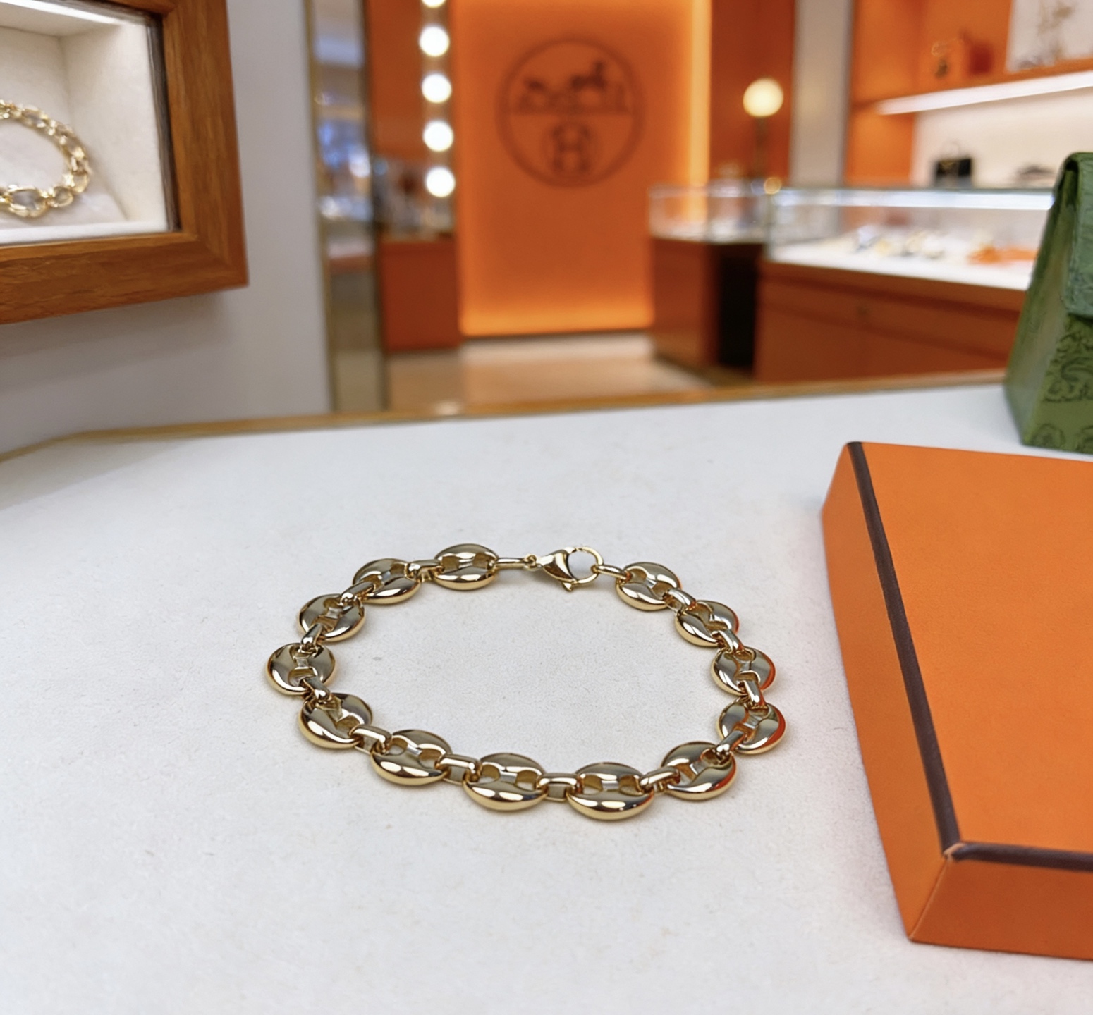 Bracciale Hermes Chaine d'Ancre in metallo color oro 19 cm