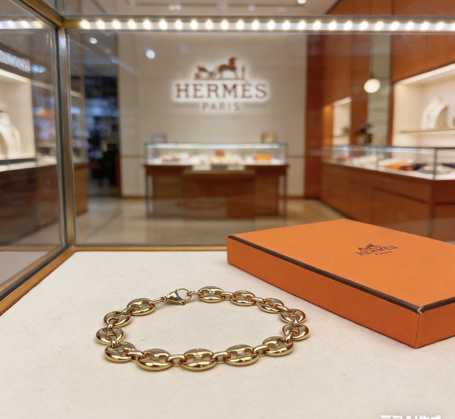 Bracciale Hermes Chaine d'Ancre in metallo color oro 19 cm