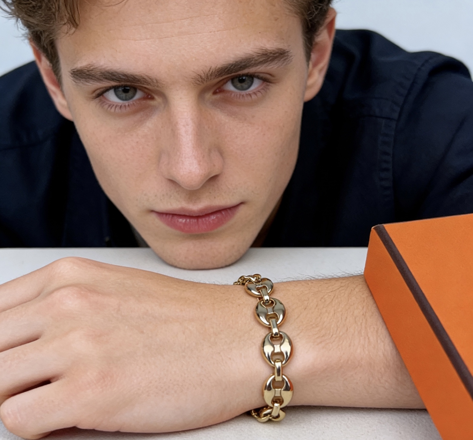 Bracciale Hermes Chaine d'Ancre in metallo color oro 19 cm