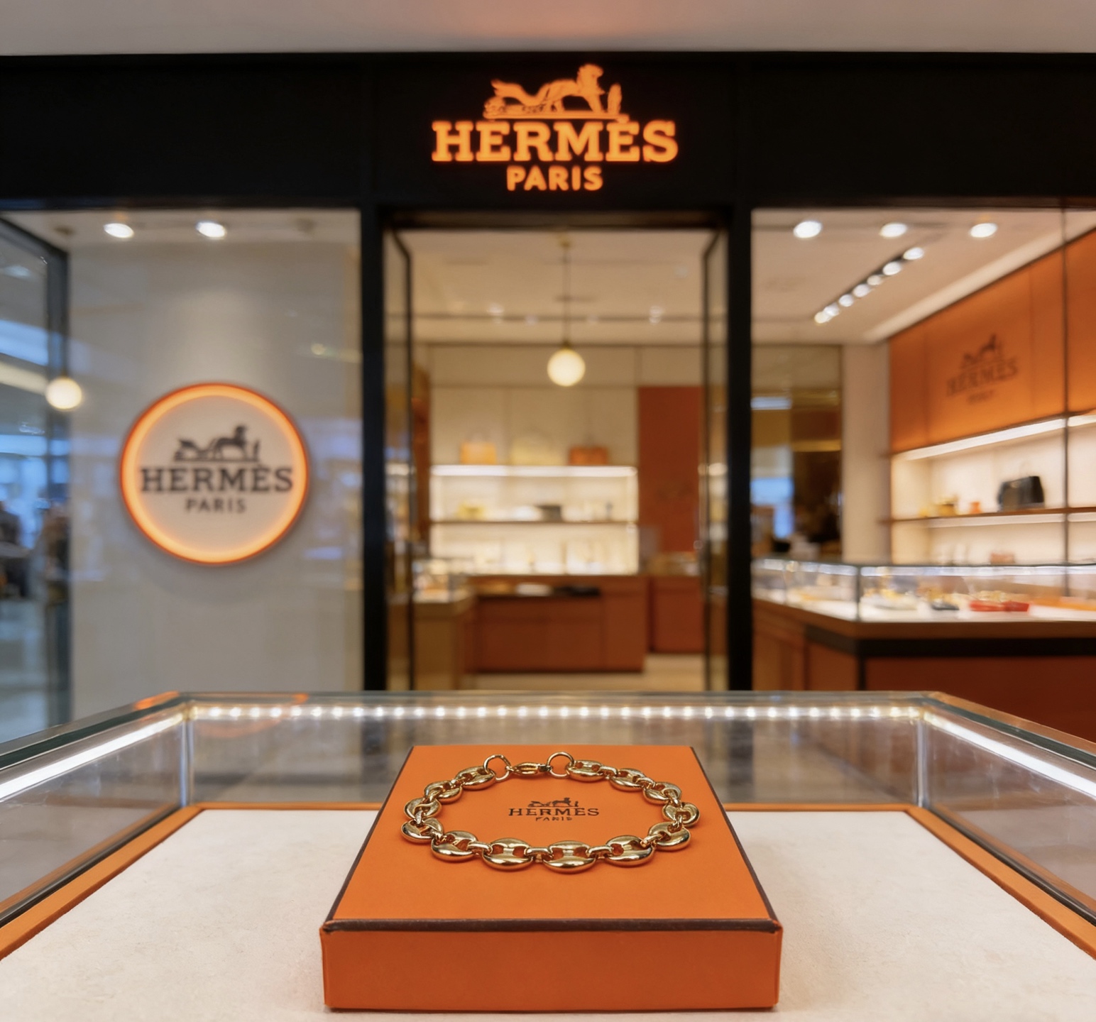 Bracciale Hermes Chaine d'Ancre in metallo color oro 19 cm