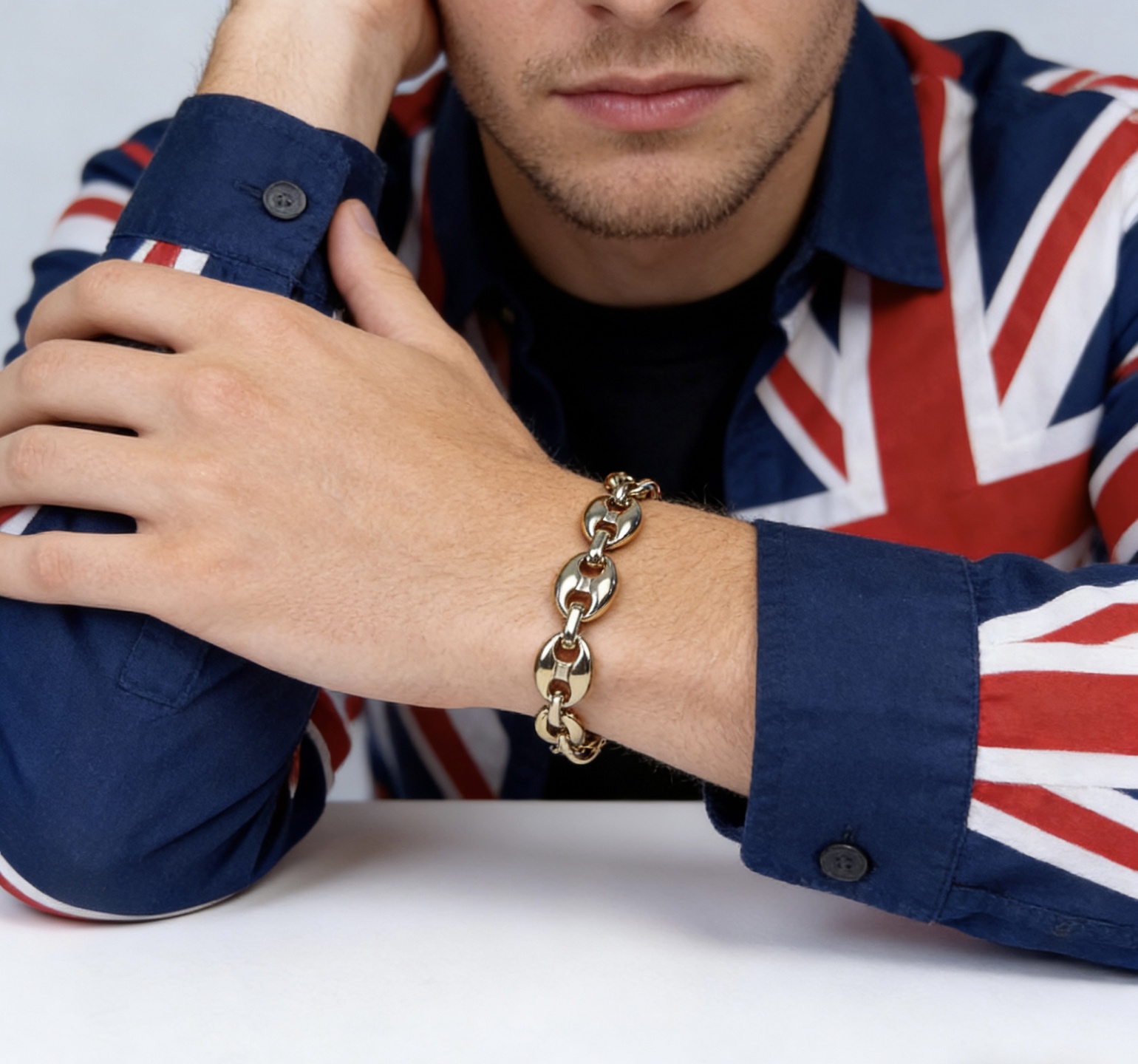 Bracciale Hermes Chaine d'Ancre in metallo color oro 19 cm