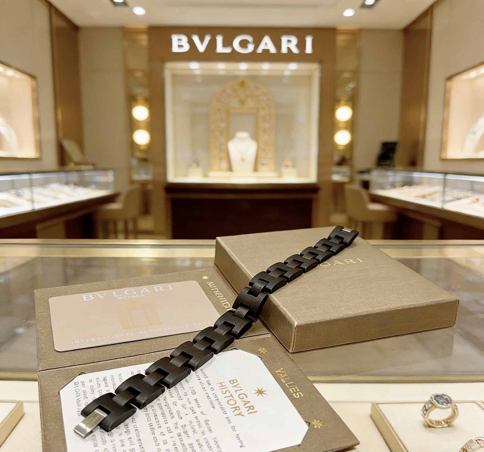 Bvlgari BVLGARIBVLGARI bracelet matte dark brown wood with silver-tone metal clasp 19cm