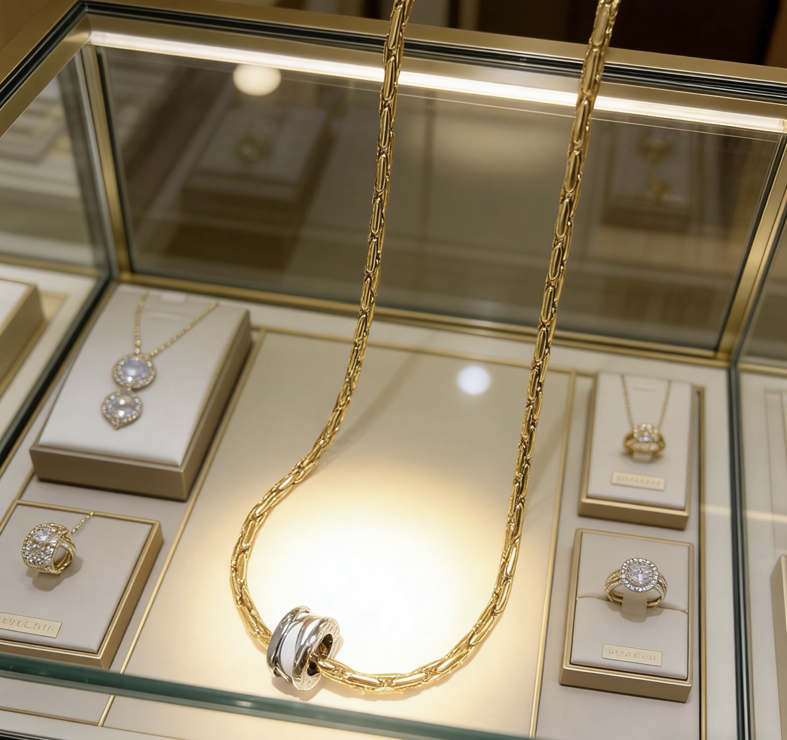 Bvlgari B zero1 necklace Yellow gold chain white ceramic and silver-toned metal pendant 45cm