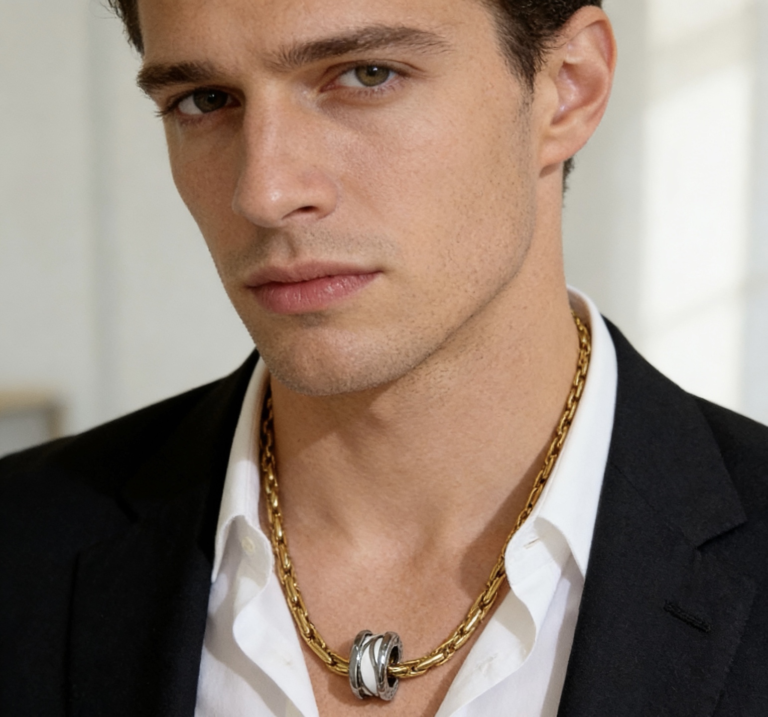 Bvlgari B zero1 necklace Yellow gold chain white ceramic and silver-toned metal pendant 45cm