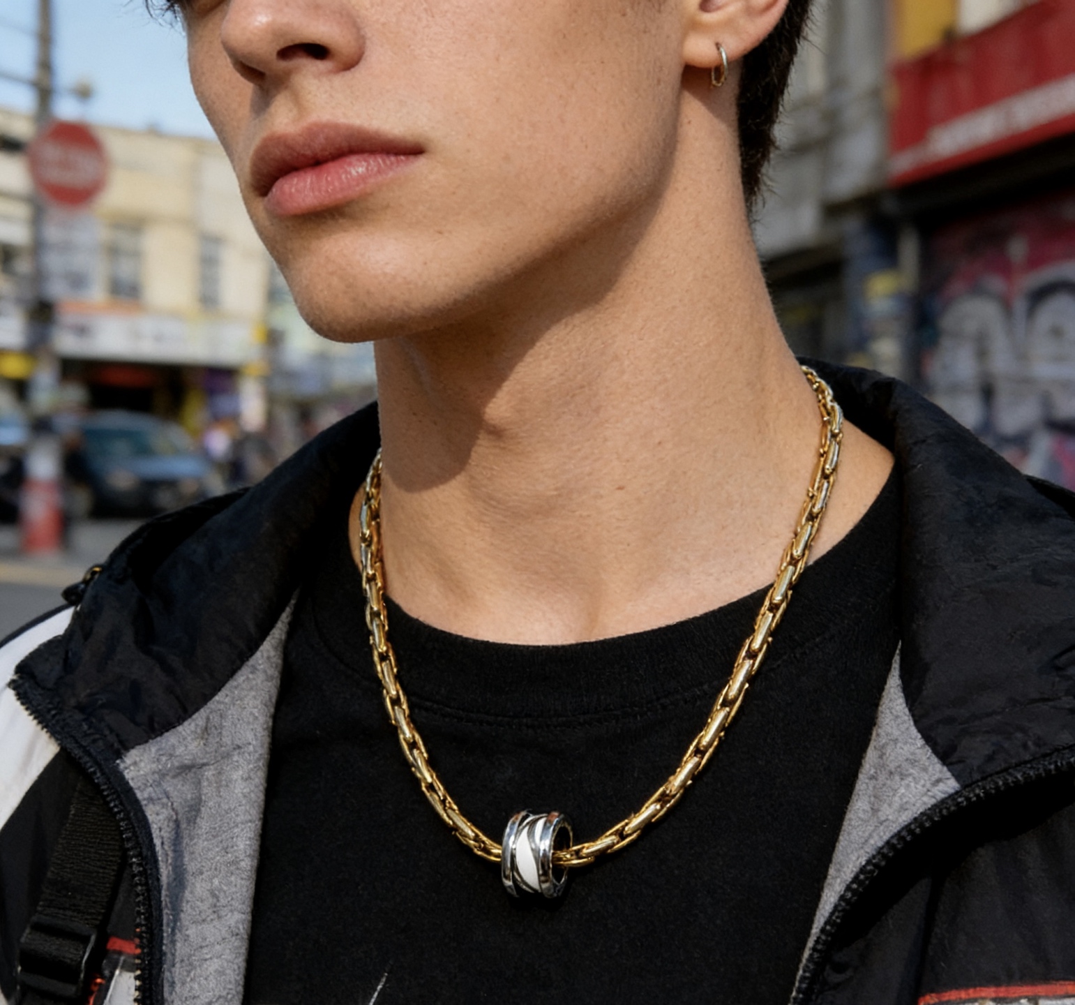 Bvlgari B zero1 necklace Yellow gold chain white ceramic and silver-toned metal pendant 45cm